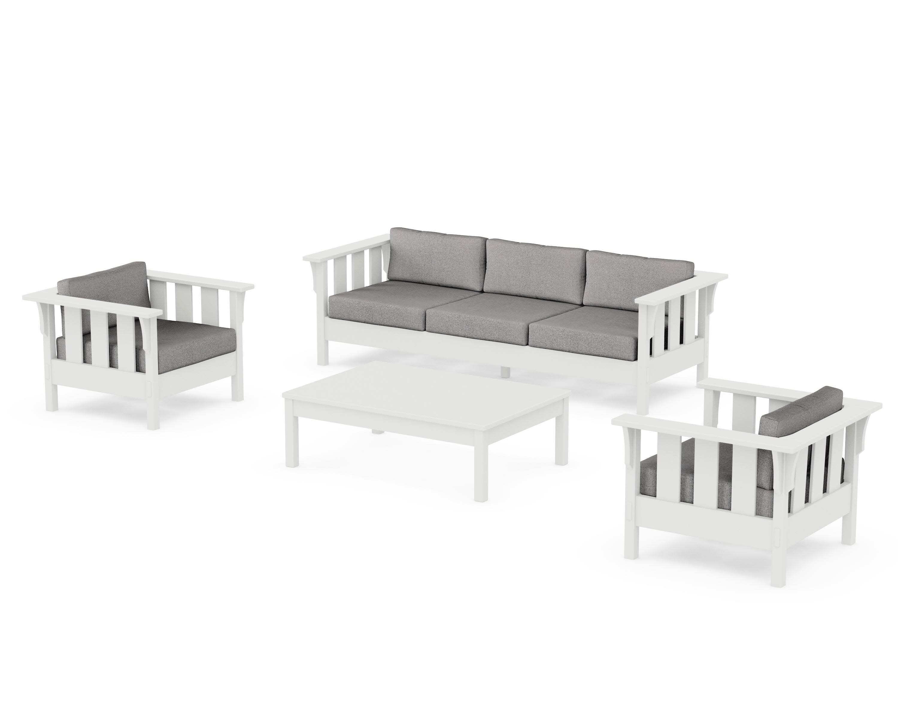Acadia 4-Piece Deep Seating Set with Sofa in Vintage White / Grey Mist