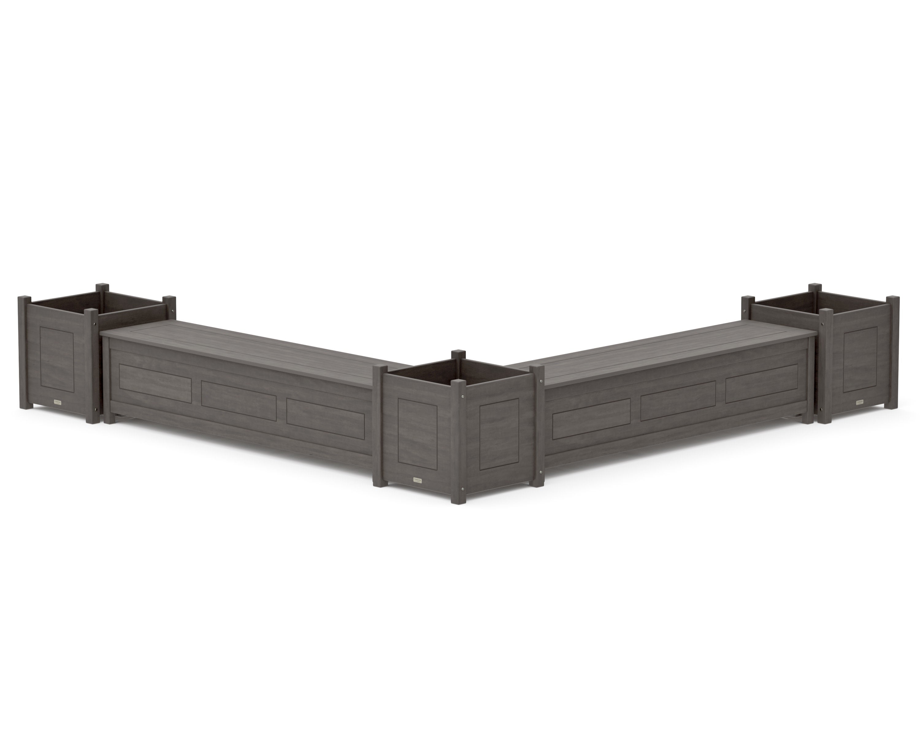 72" Country Living L- Shaped Planter Storage Bench Corner Set- Large in Driftwood