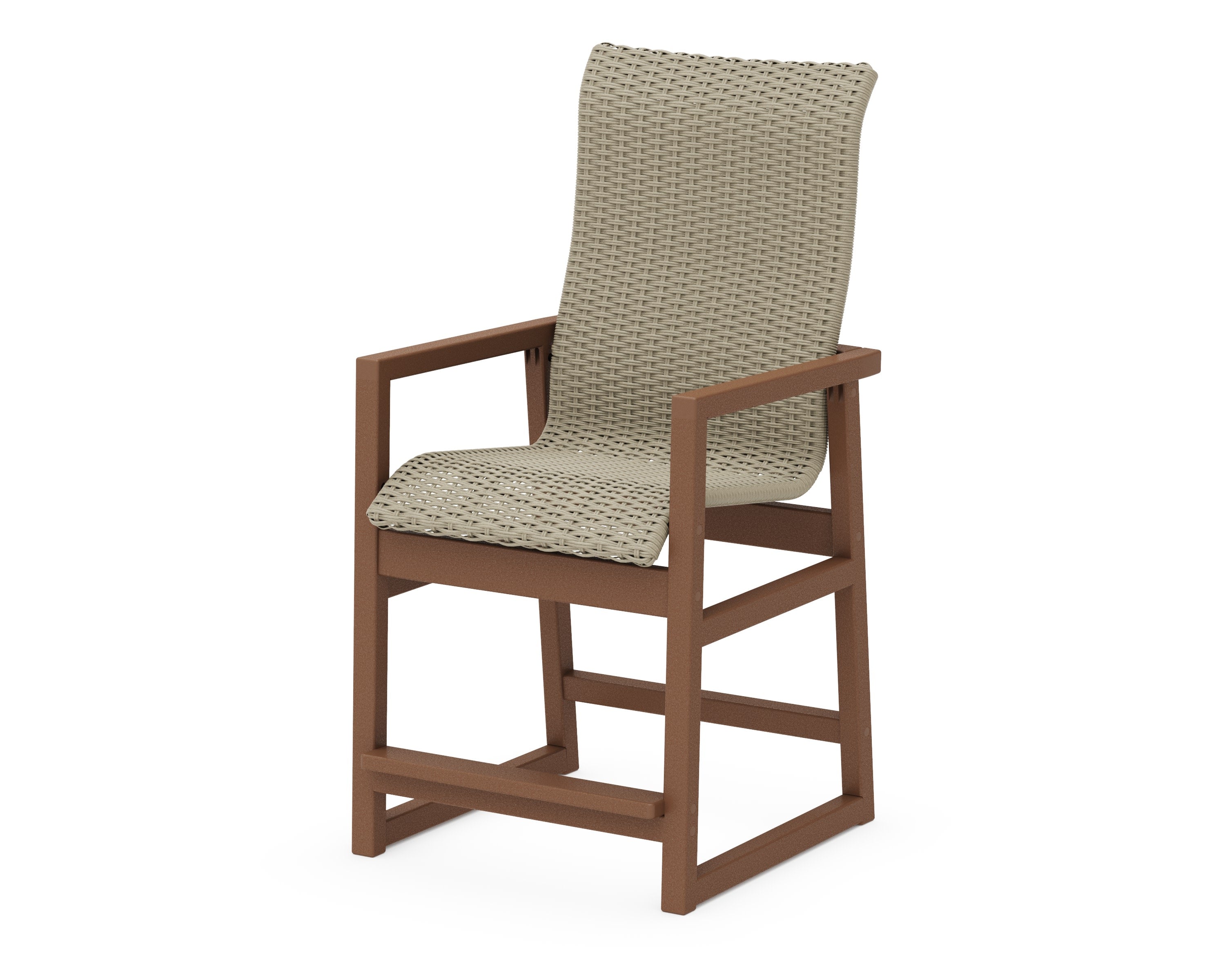 EDGE Woven High-Back Counter Arm Chair in Teak / Dune Grass