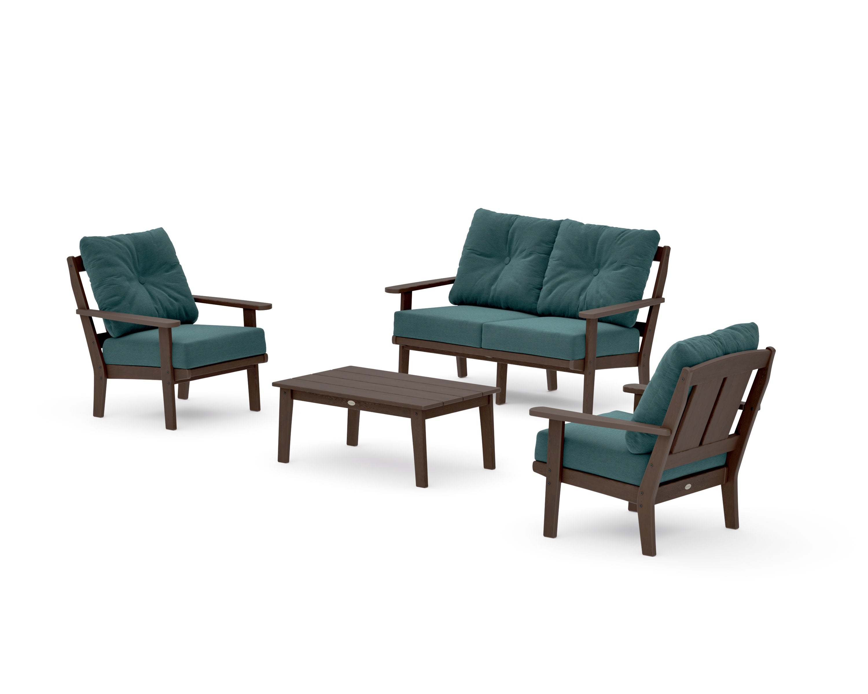 Mission 4-Piece Deep Seating Set with Loveseat in Kona / Ocean Teal
