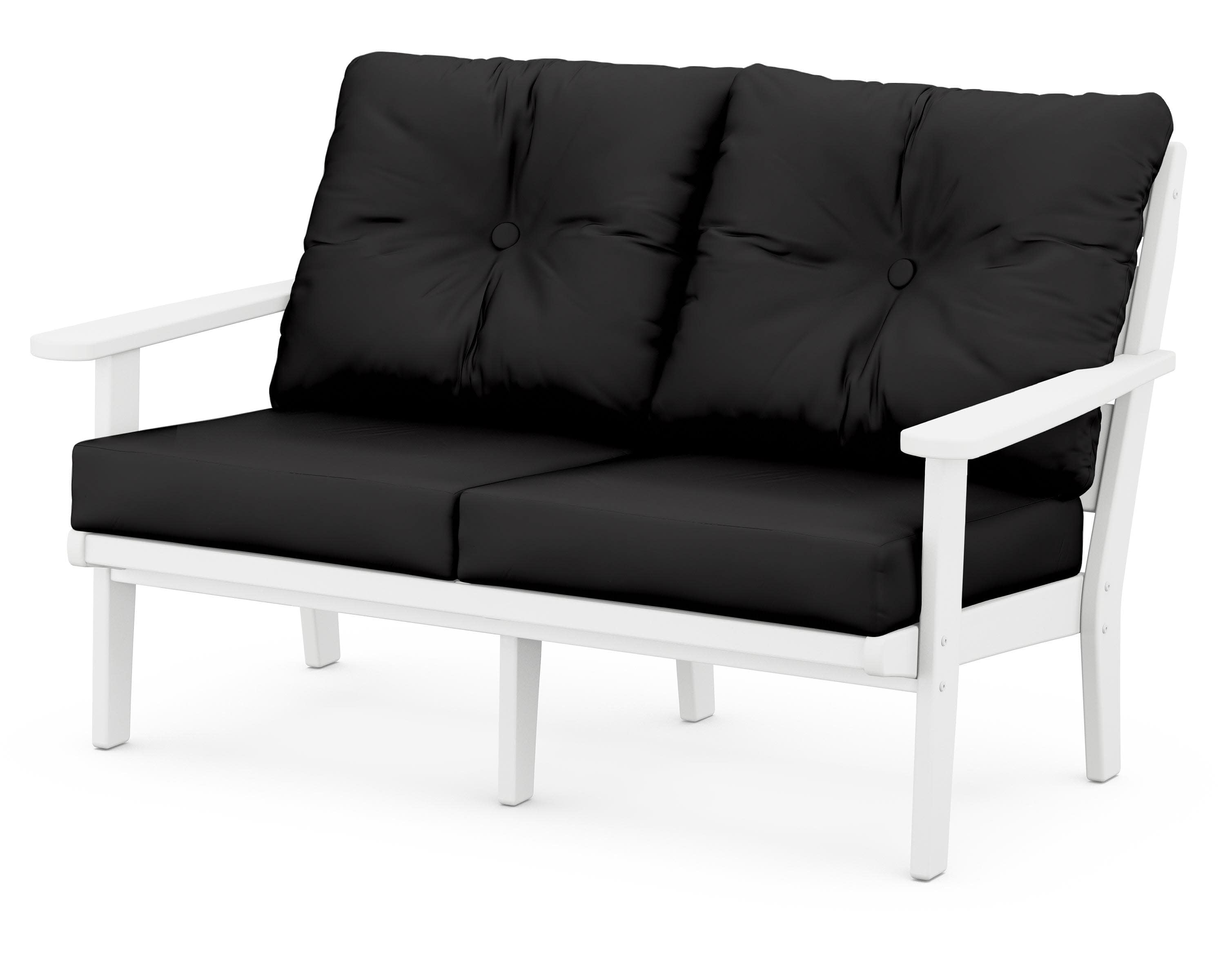 Lakeside Deep Seating Loveseat in White / Canvas Black