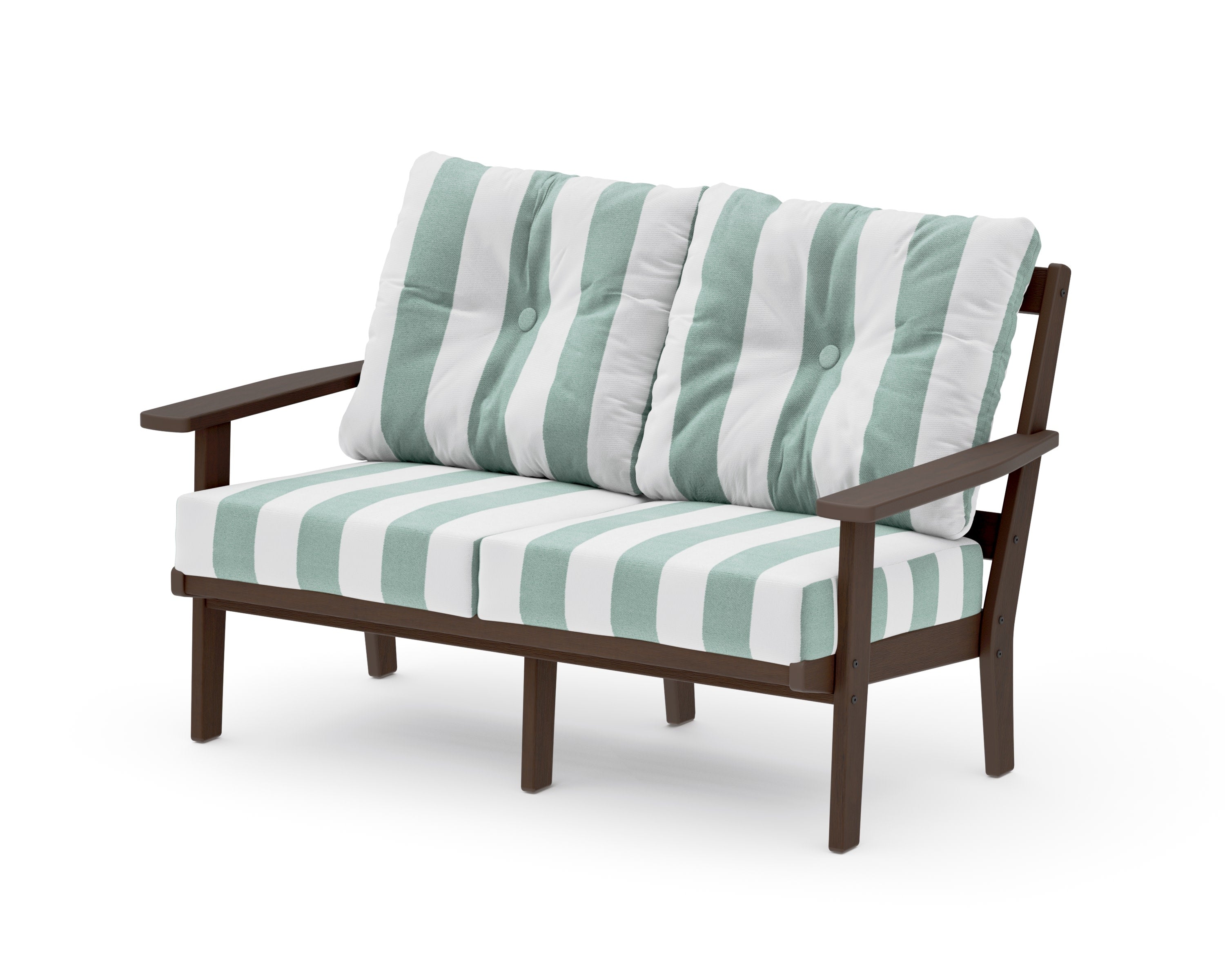 Oxford Deep SeatingLoveseat in Kona / Cabana Stripe Glacier Spa