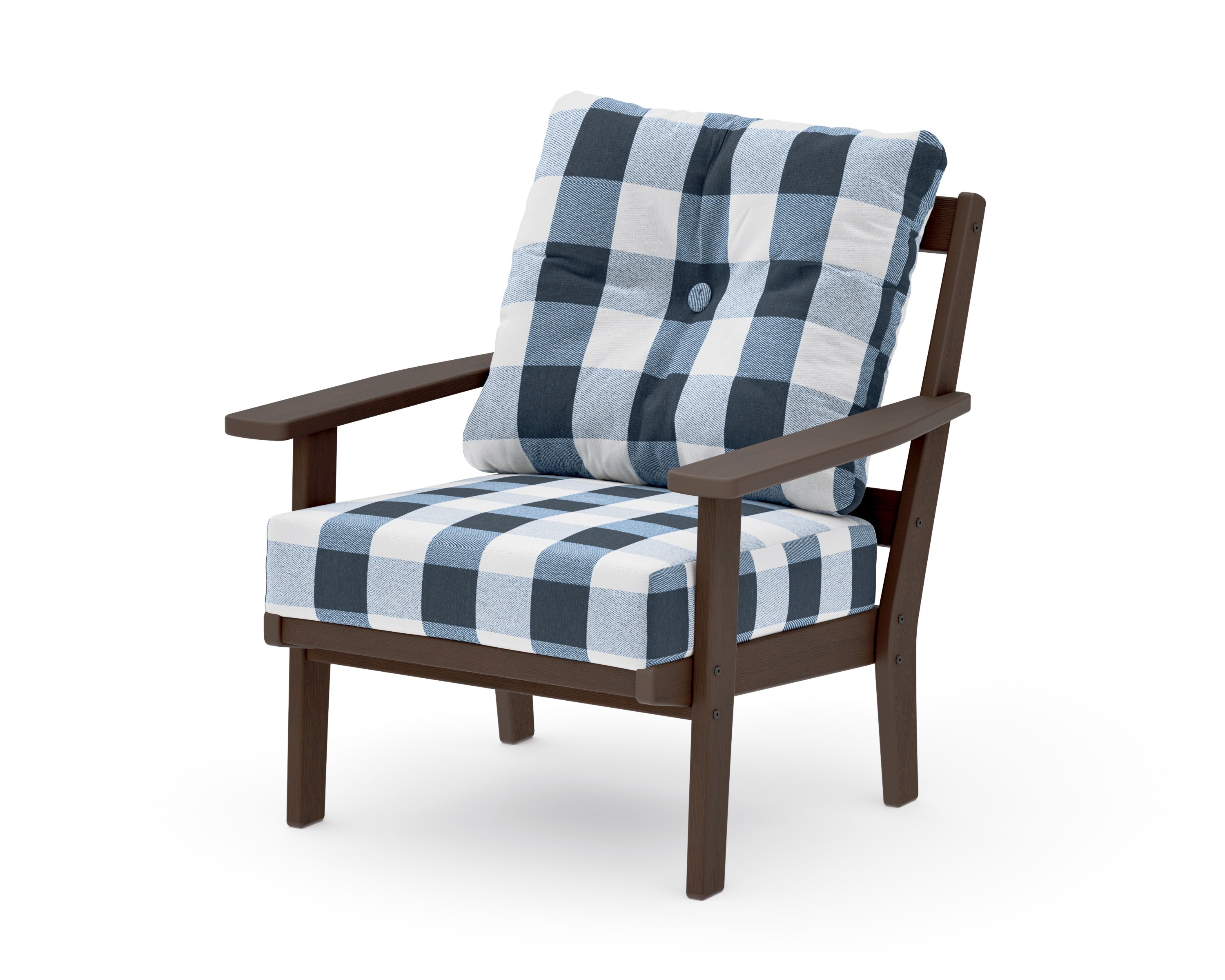 Oxford Deep Seating Chair in Kona / Buffalo Plaid Marine Indigo