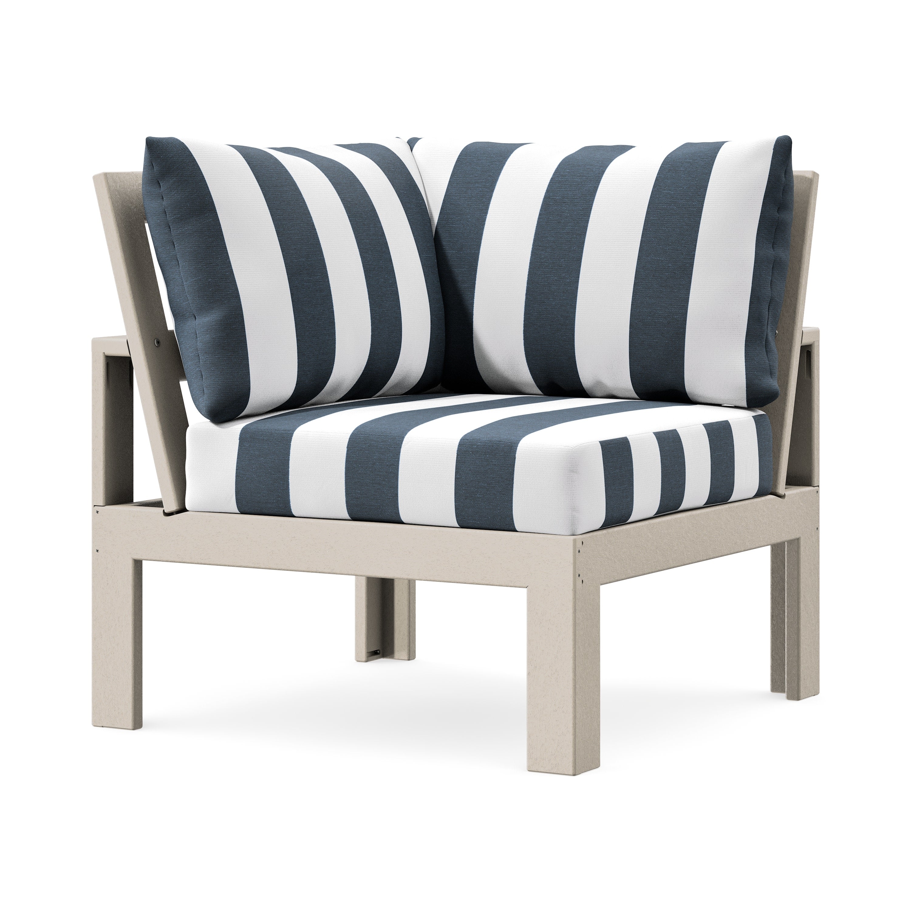 Modular Corner Chair in Sand / Cabana Stripe Marine Indigo