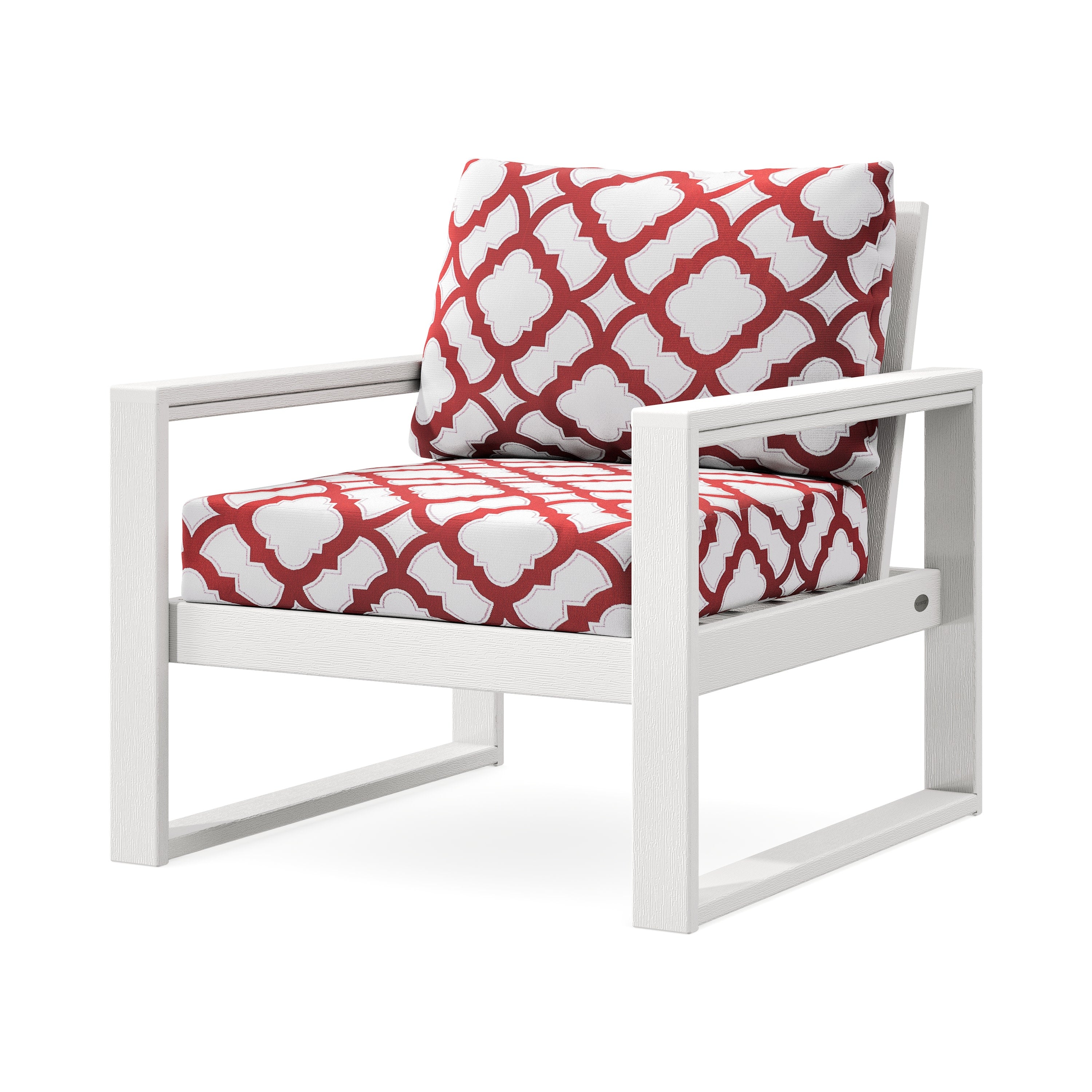 EDGE Club Chair in Vintage White / Trellis Crimson