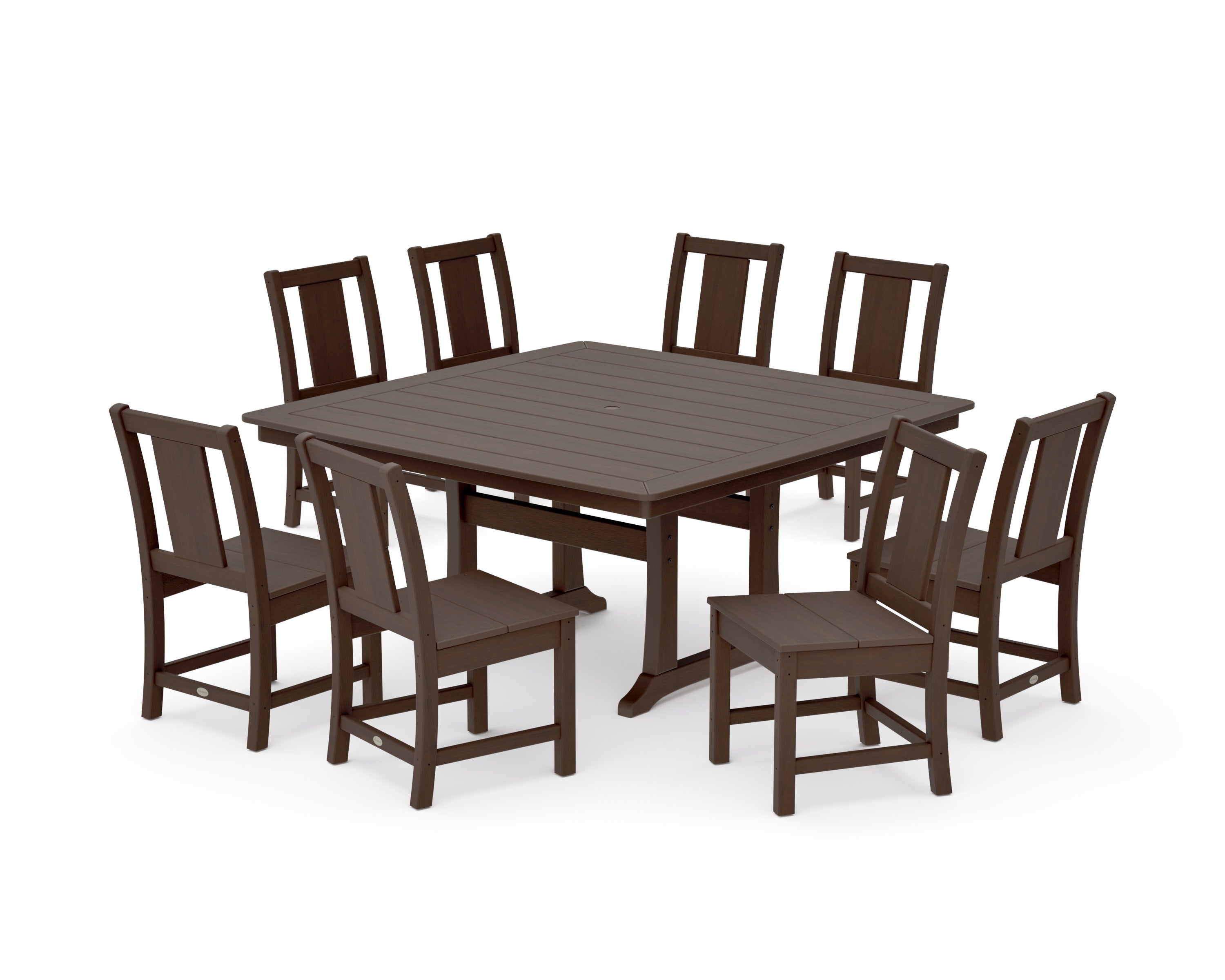 Prairie Side Chair 9-Piece Square Dining Set with Trestle Legs in Kona