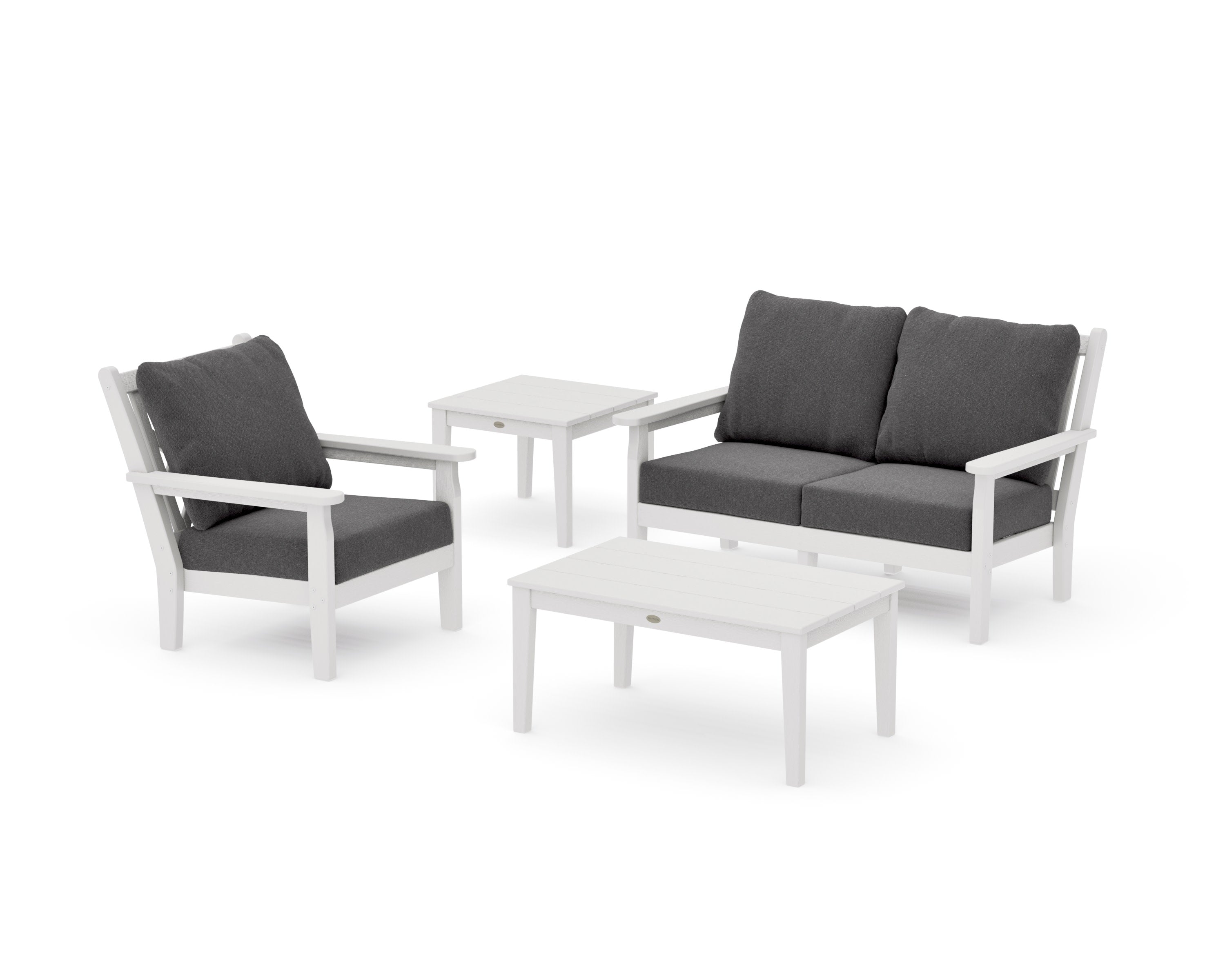 Chippendale 4-Piece Deep Seating Set in Vintage White / Ash Charcoal