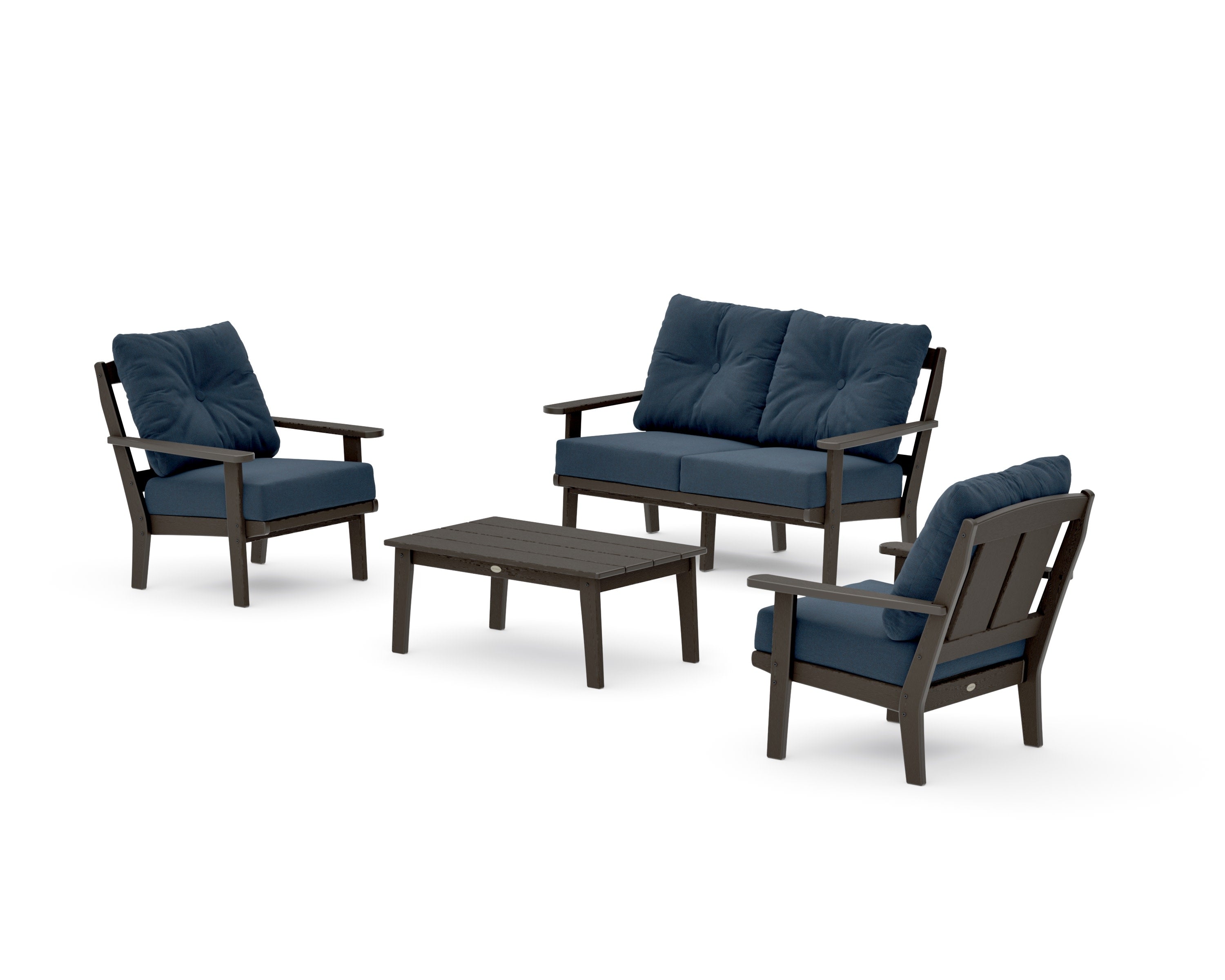Mission 4-Piece Deep Seating Set with Loveseat in Vintage Coffee / Marine Indigo