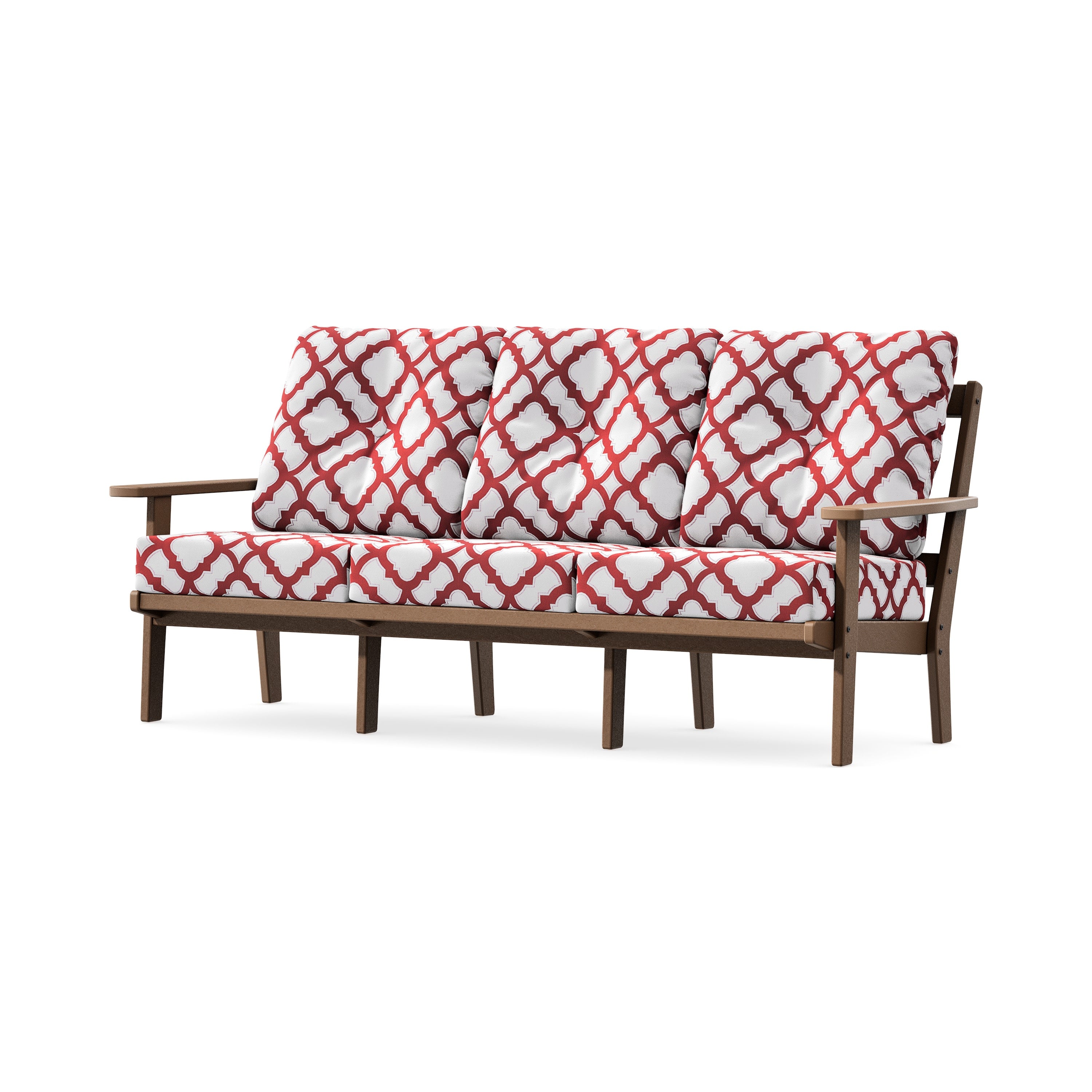 Oxford Deep Seating Sofa in Teak / Trellis Crimson