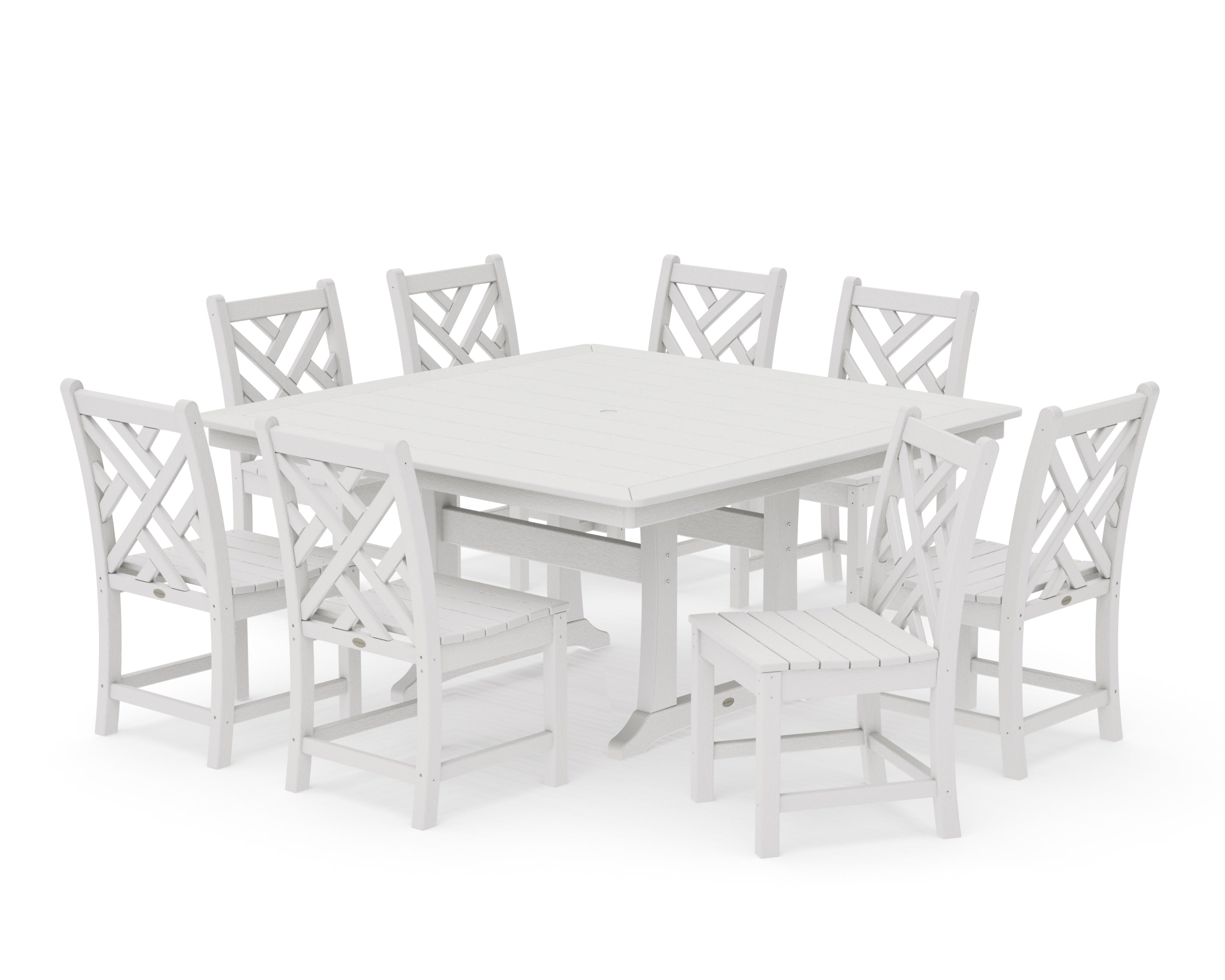 Chippendale 9-Piece Nautical Trestle Dining Set in Vintage White