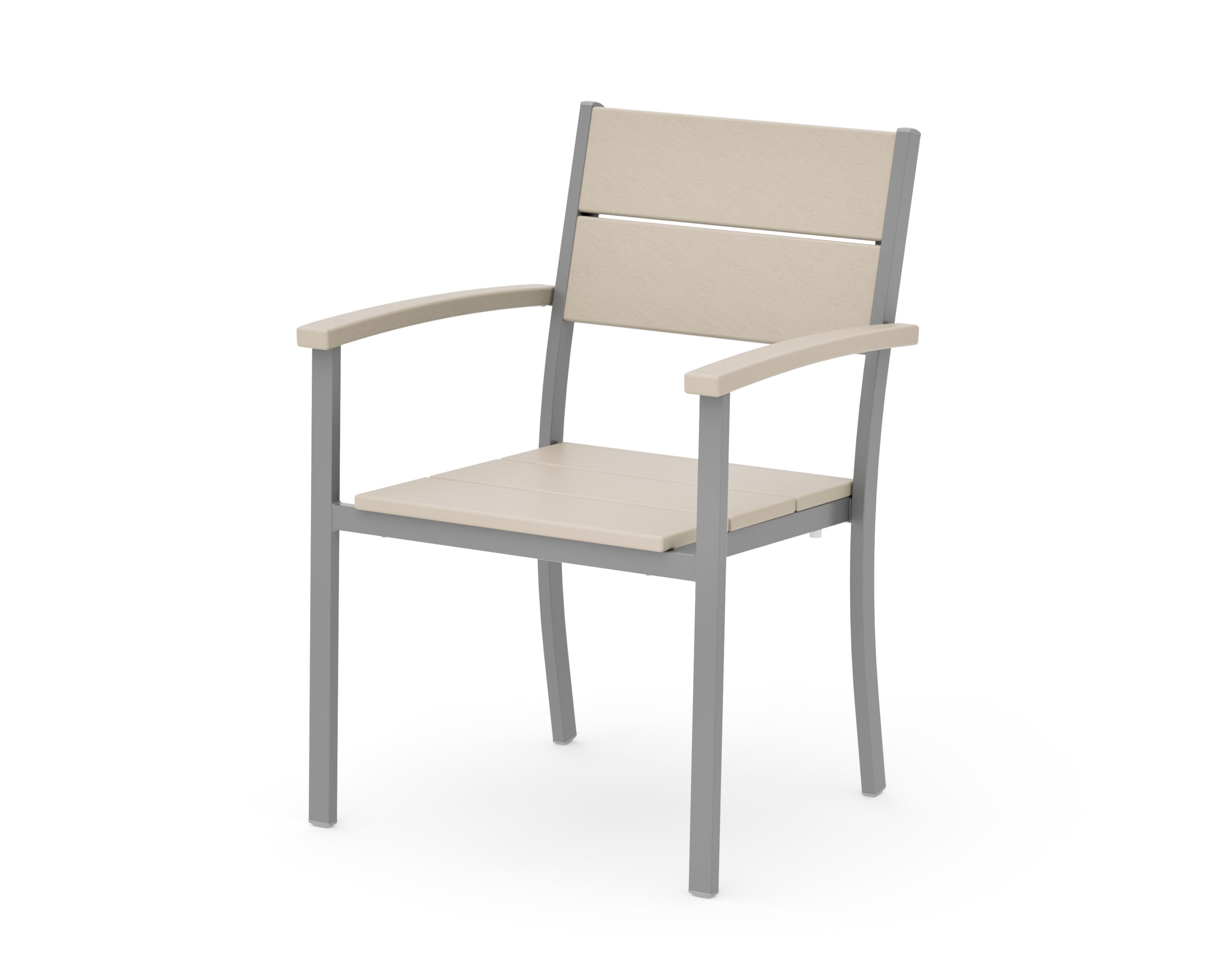 Main Street Stacking Dining Arm Chair in Silver / Sand