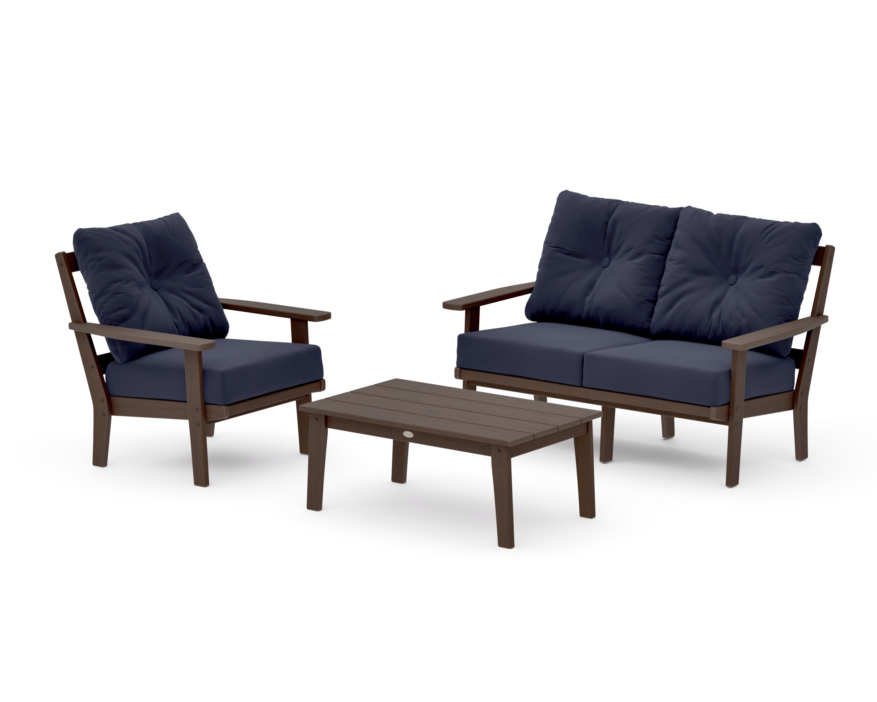 Prairie 3-Piece Deep Seating Set with Loveseat in Kona / Navy Linen