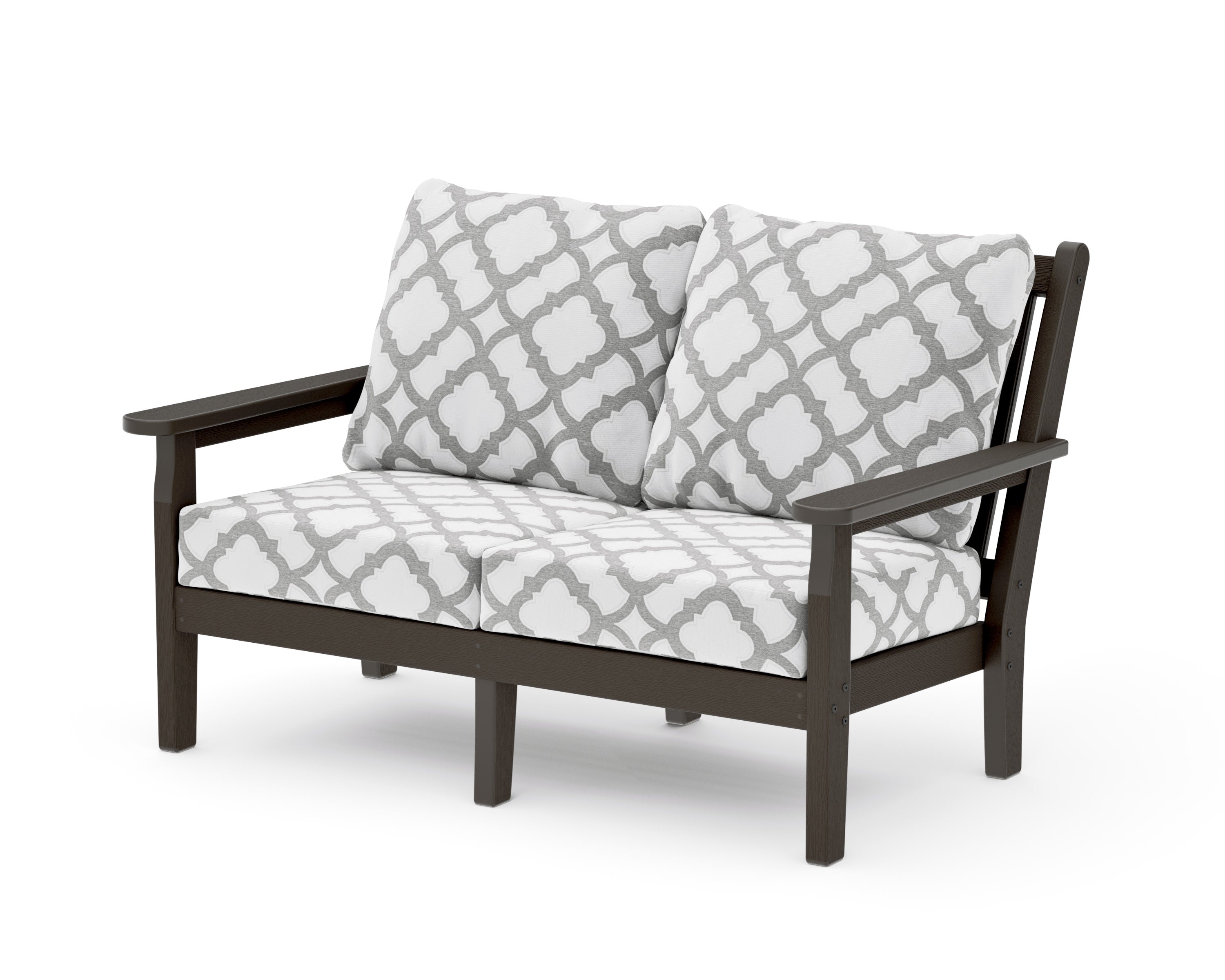 Chippendale Deep Seating Loveseat in Vintage Coffee / Trellis Grey Mist