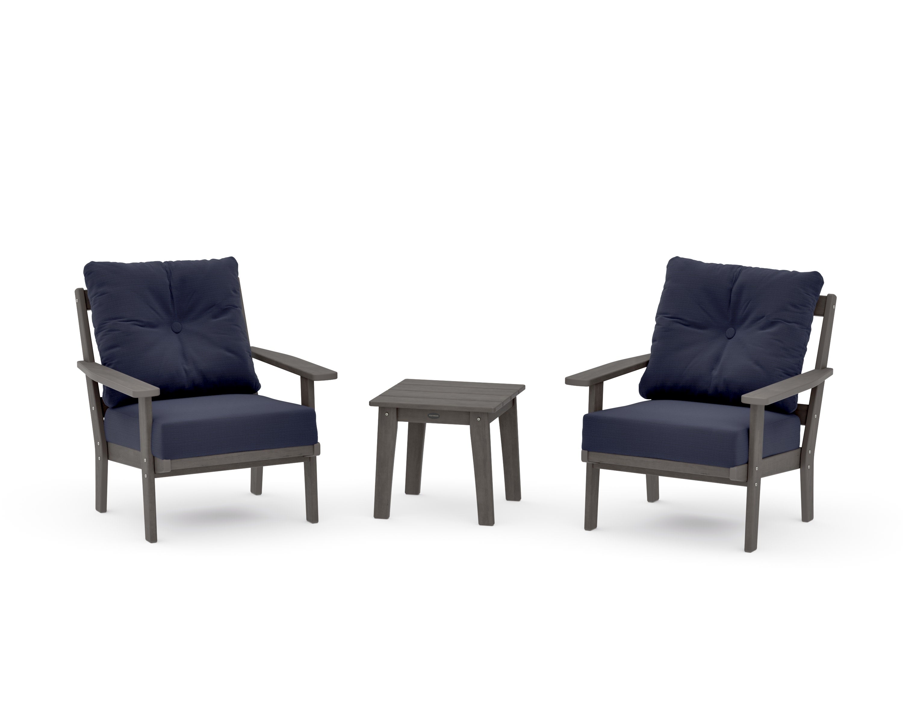 Oxford 3-Piece Deep Seating Set in Driftwood / Navy Linen