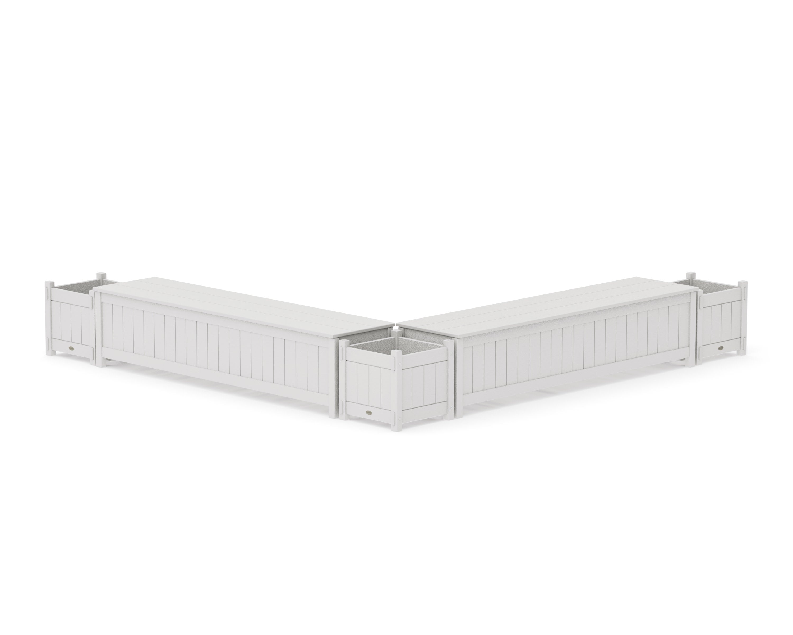 72" Vineyard L- Shaped Planter Storage Bench Corner Set in Vintage White