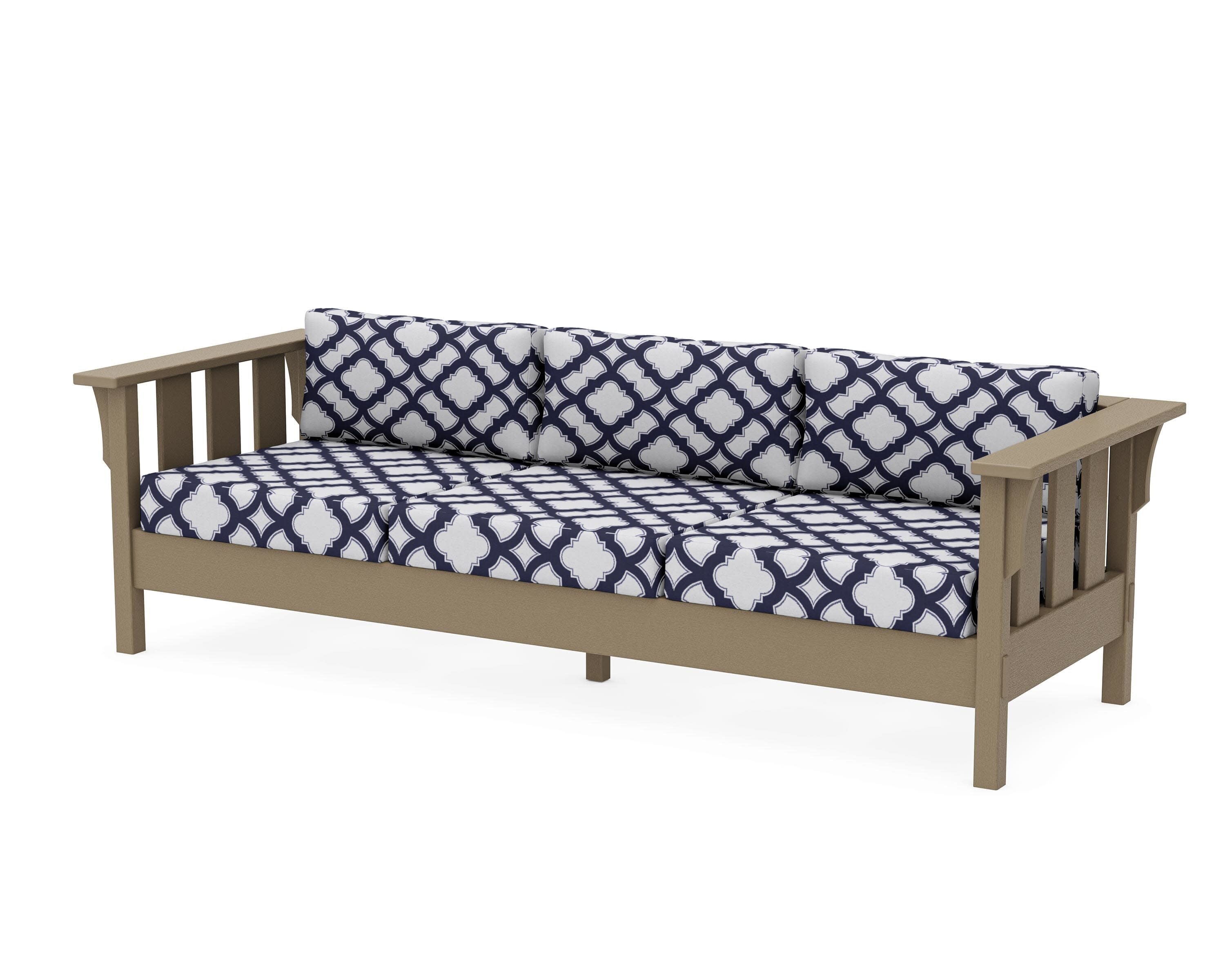 Acadia Deep Seating Sofa in Vintage Sahara / Trellis Navy