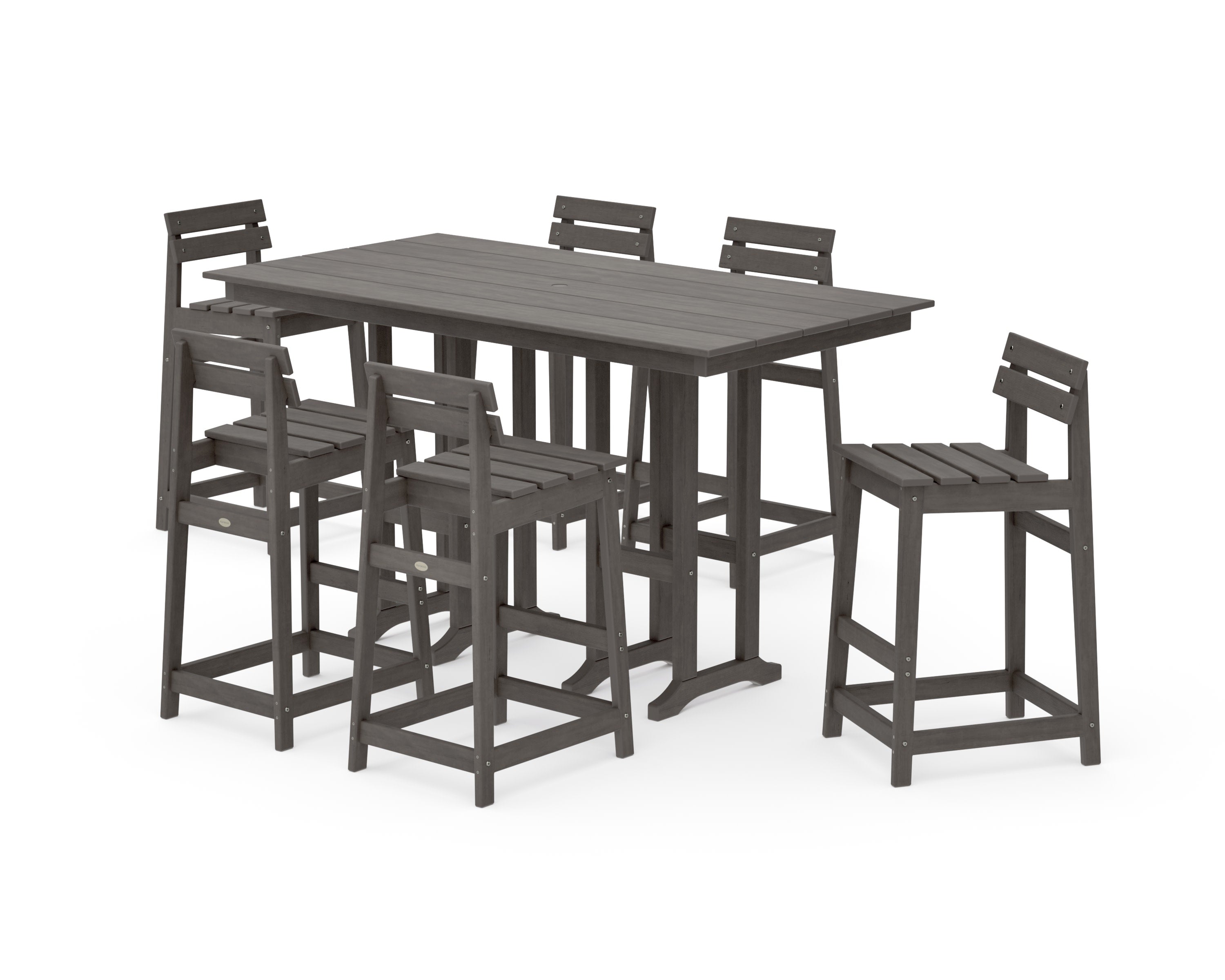 Modern Studio Plaza Lowback Bar Chair 7-Piece Set in Driftwood