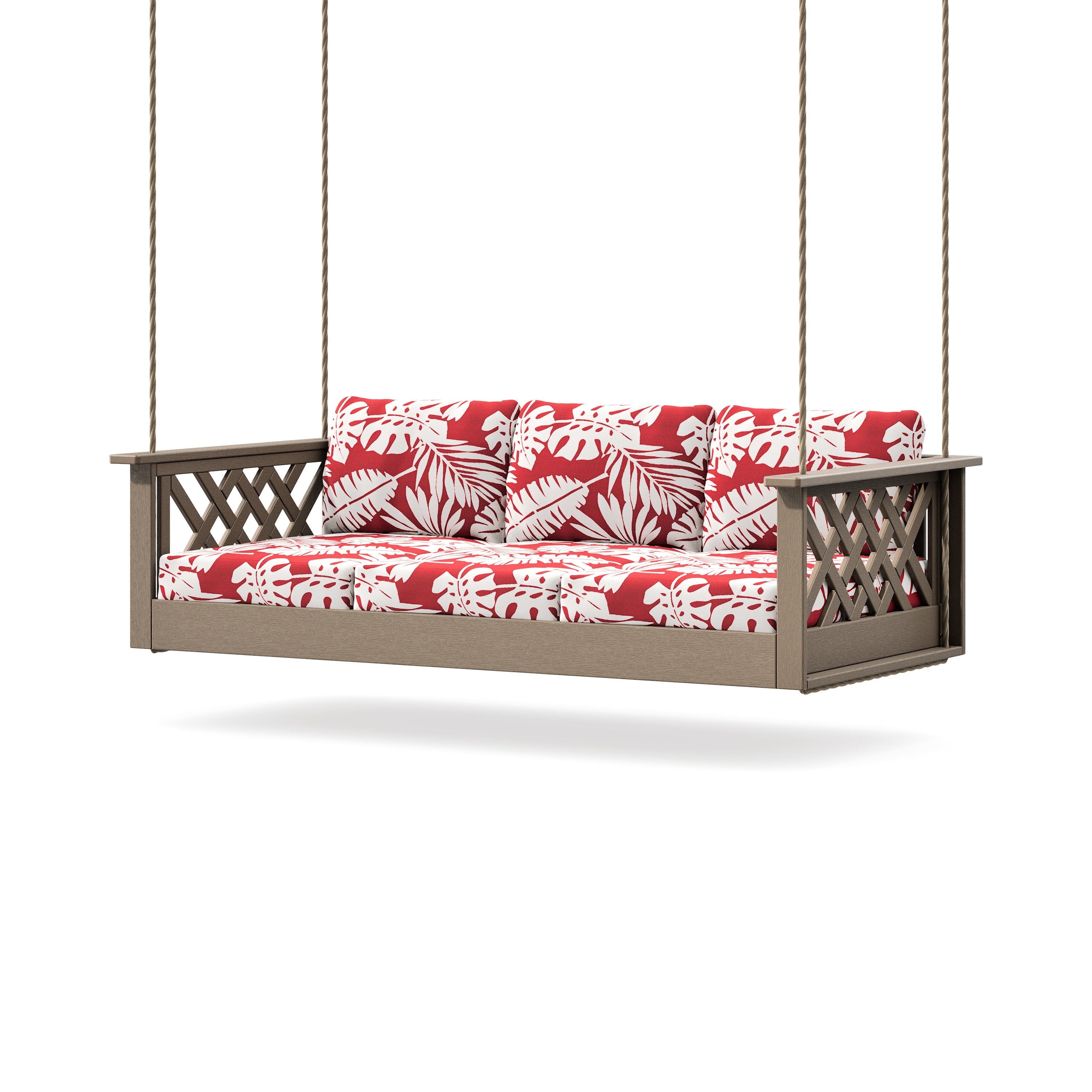 Wovendale Daybed Swing in Vintage Sahara / Leaf Crimson