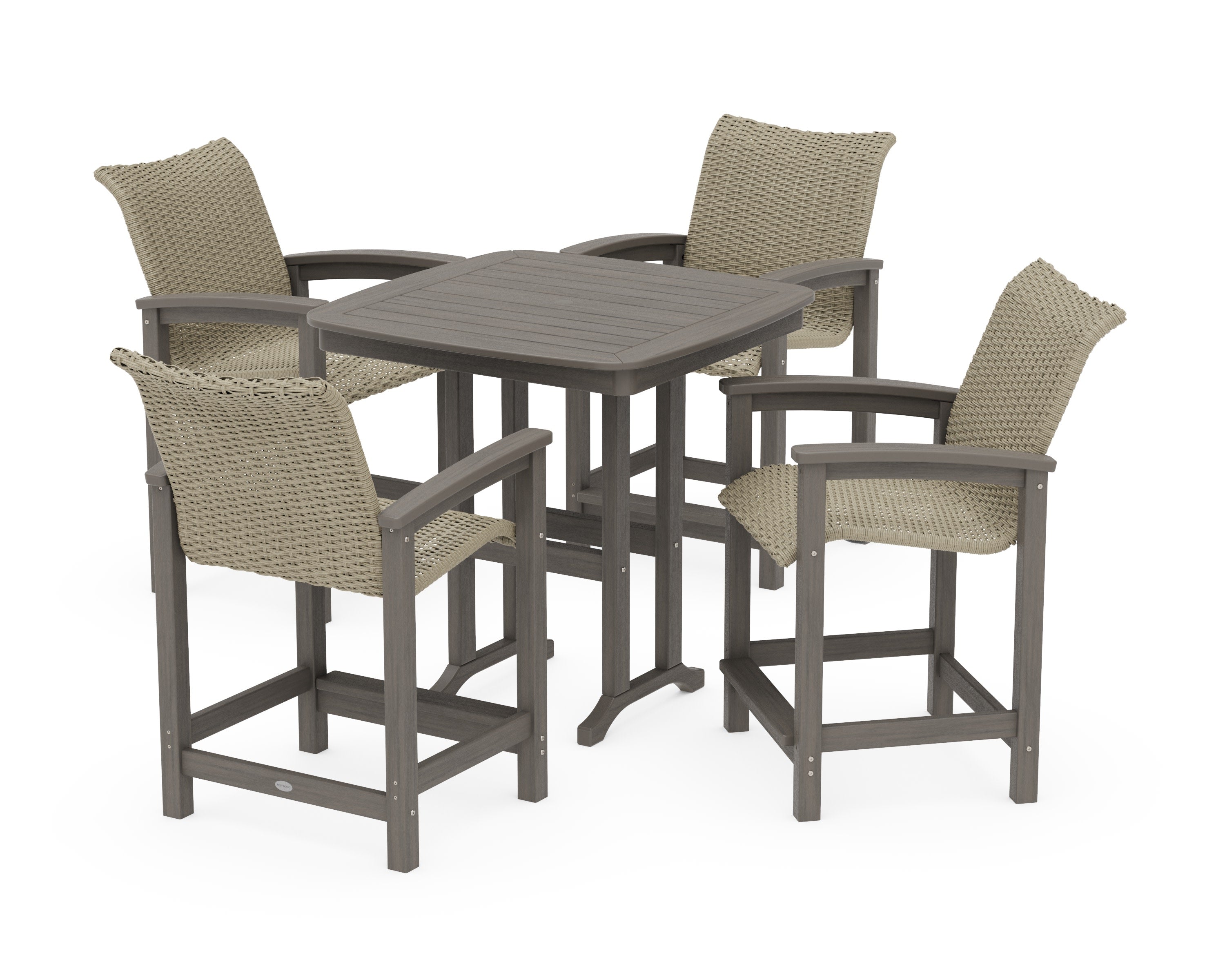 Coastal Woven 5-Piece Counter Set in Driftwood / Dune Grass