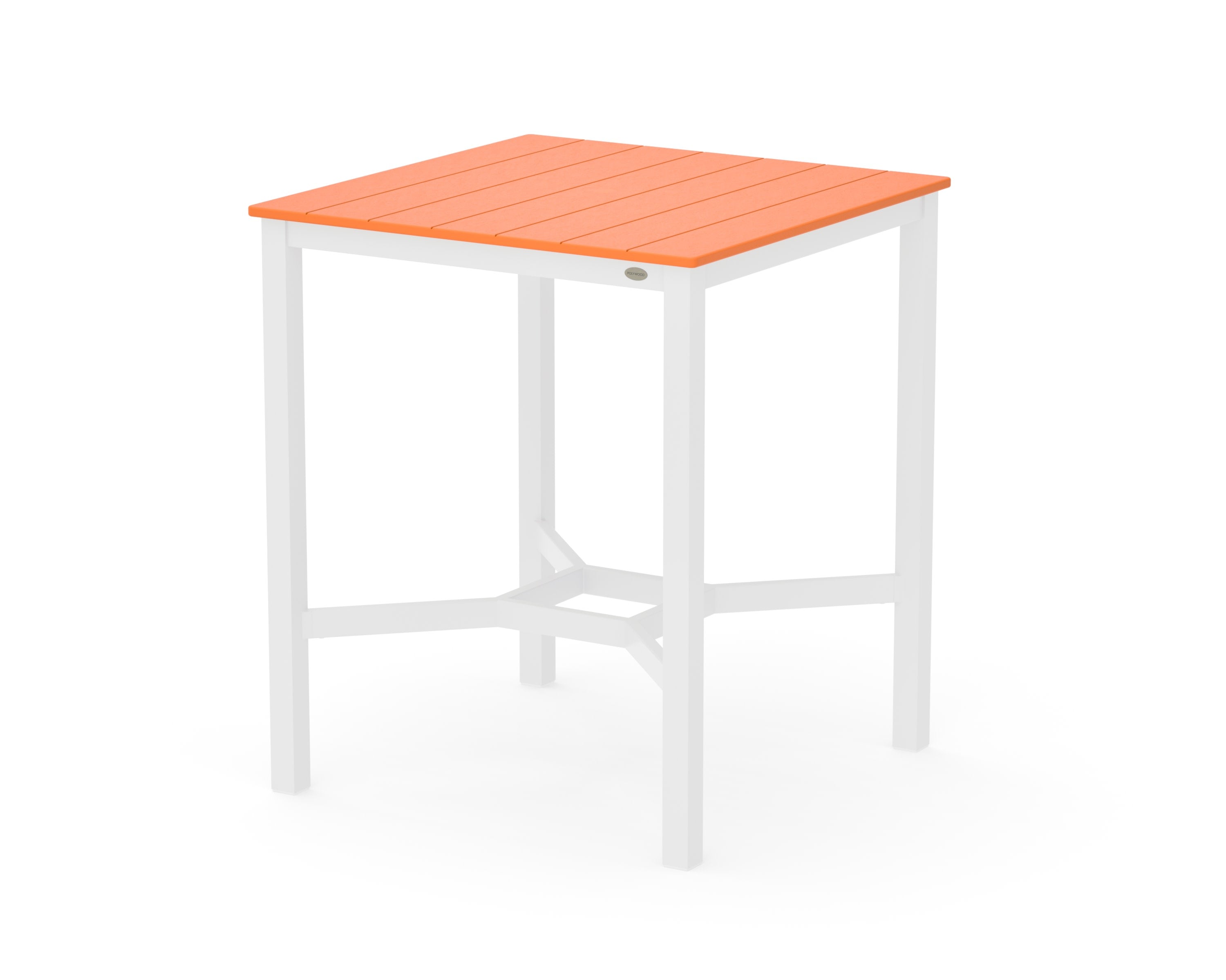 Main Street 36 x 36 Bar Table in White / Tangerine