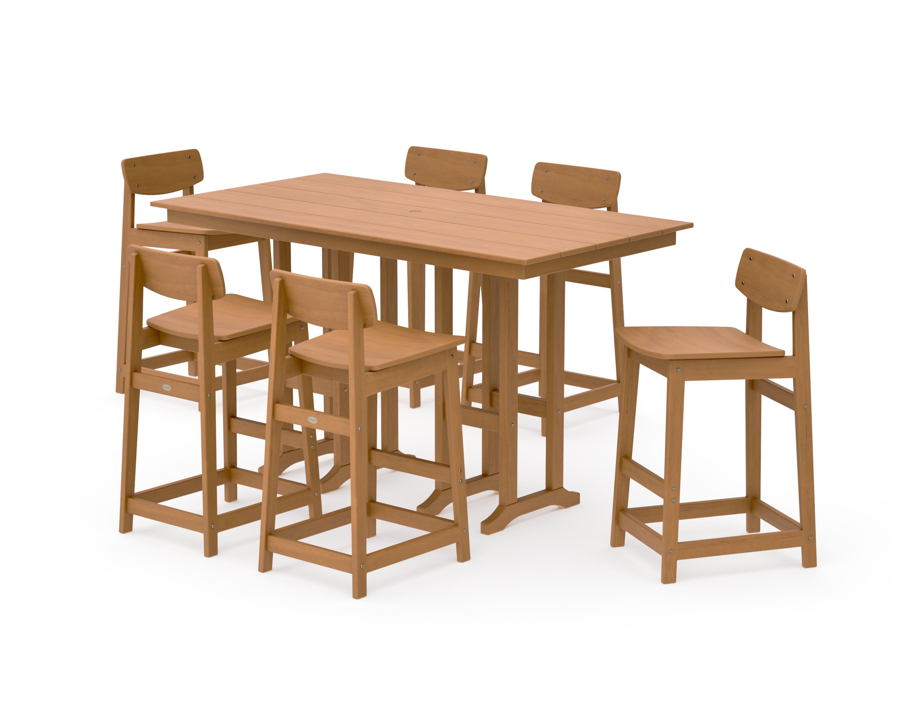 Modern Studio Urban Lowback Bar Chair 7-Piece Set in Natural