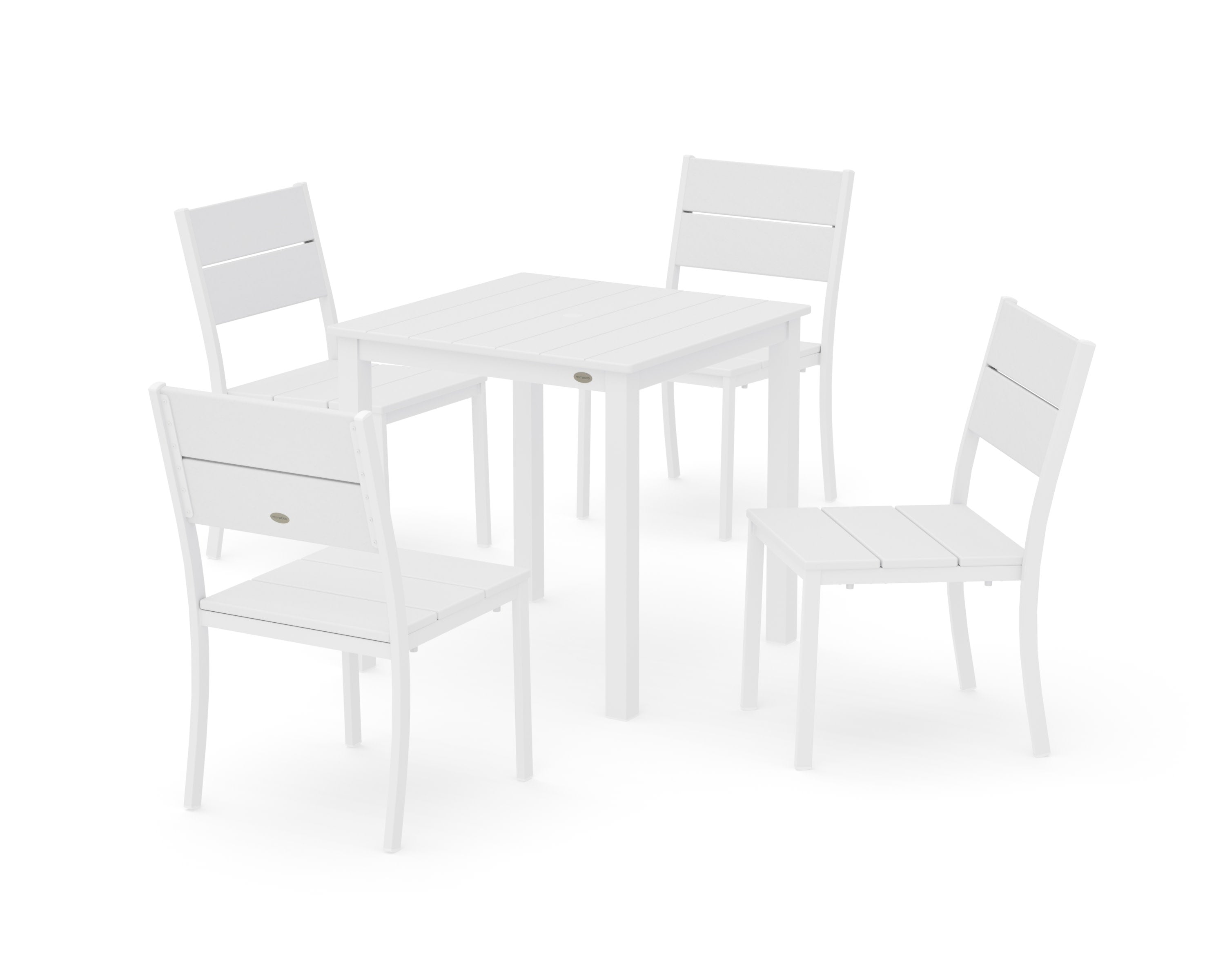 Main Street 5-Piece Square Dining Set- Small in White / White