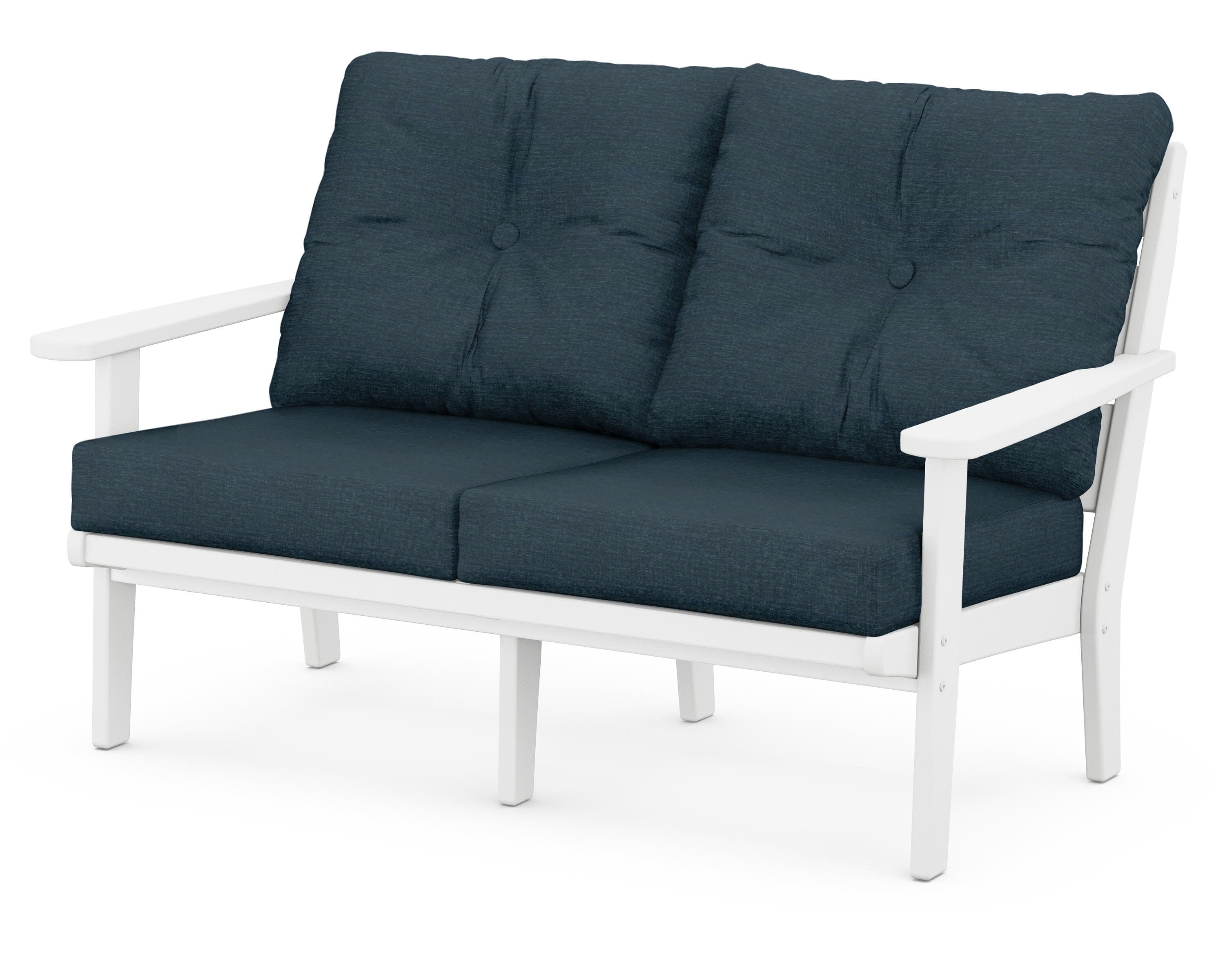 Lakeside Deep Seating Loveseat in White / Platform Indigo