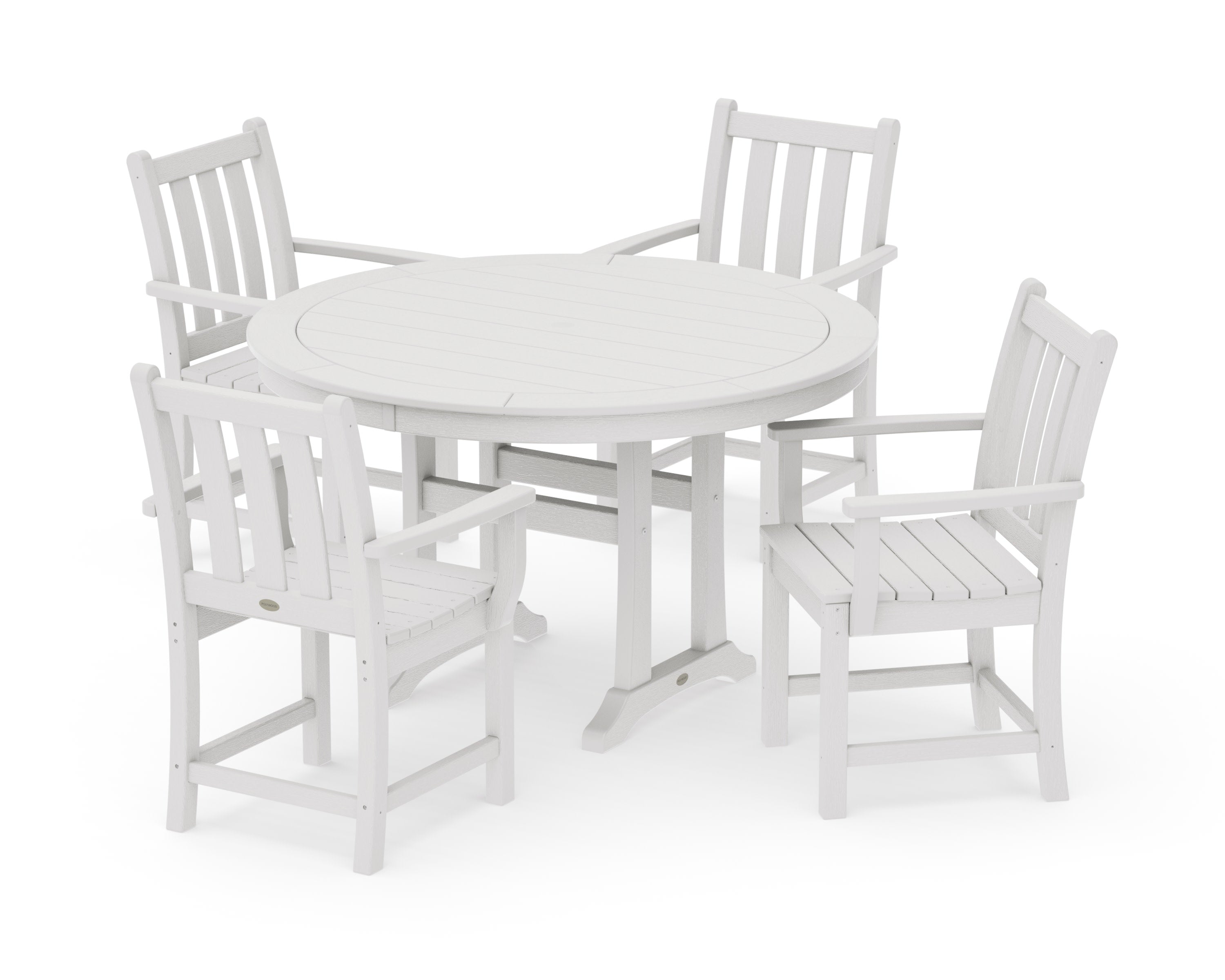 Traditional Garden 5-Piece Round Dining Set with Trestle Legs in Vintage White