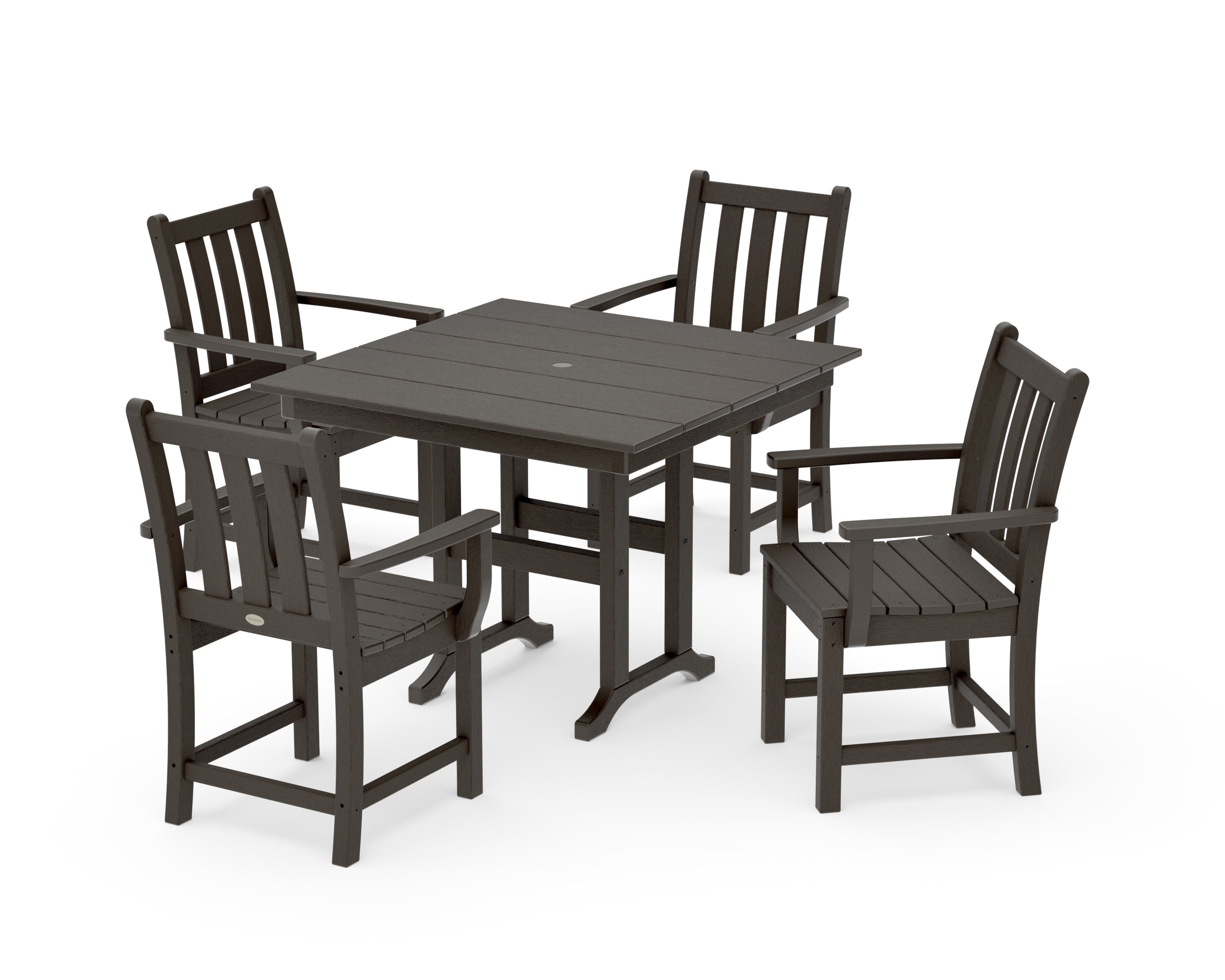 Traditional Garden 5-Piece Farmhouse Dining Set in Vintage Coffee