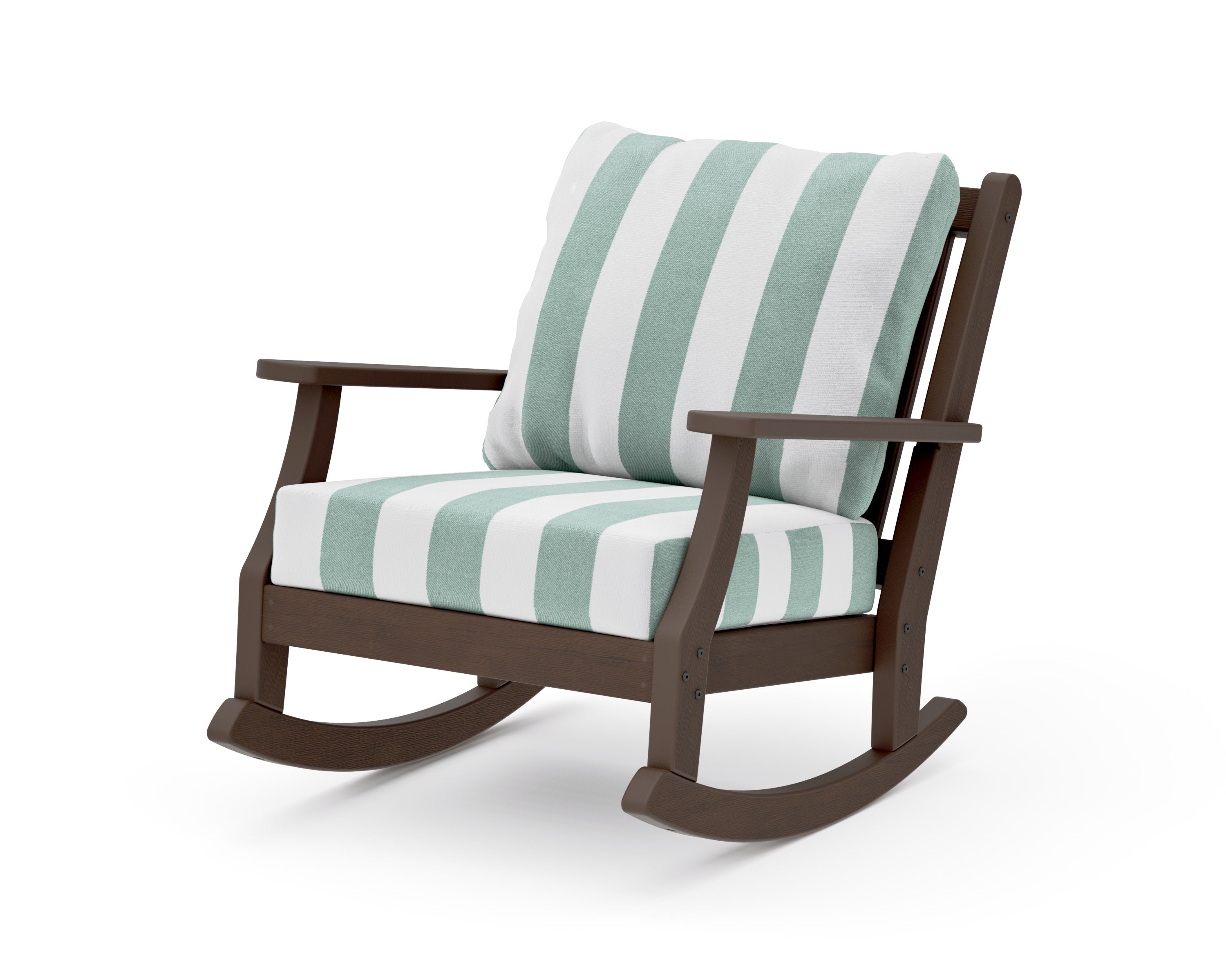 Wovendale Deep Seating Rocking Chair in Kona / Cabana Stripe Glacier Spa