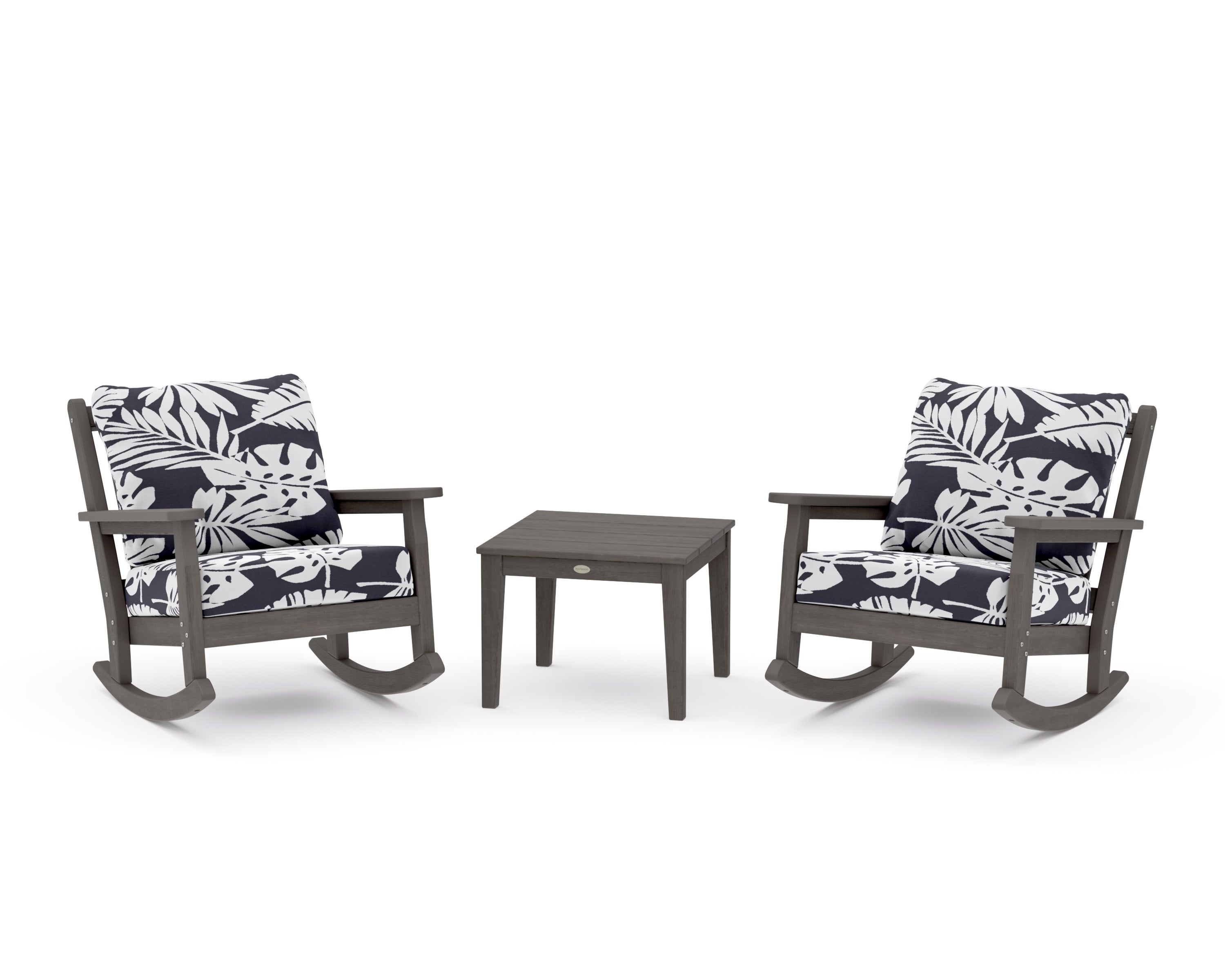 Chippendale 3-Piece Deep Seating Rocker Set in Driftwood / Leaf Navy