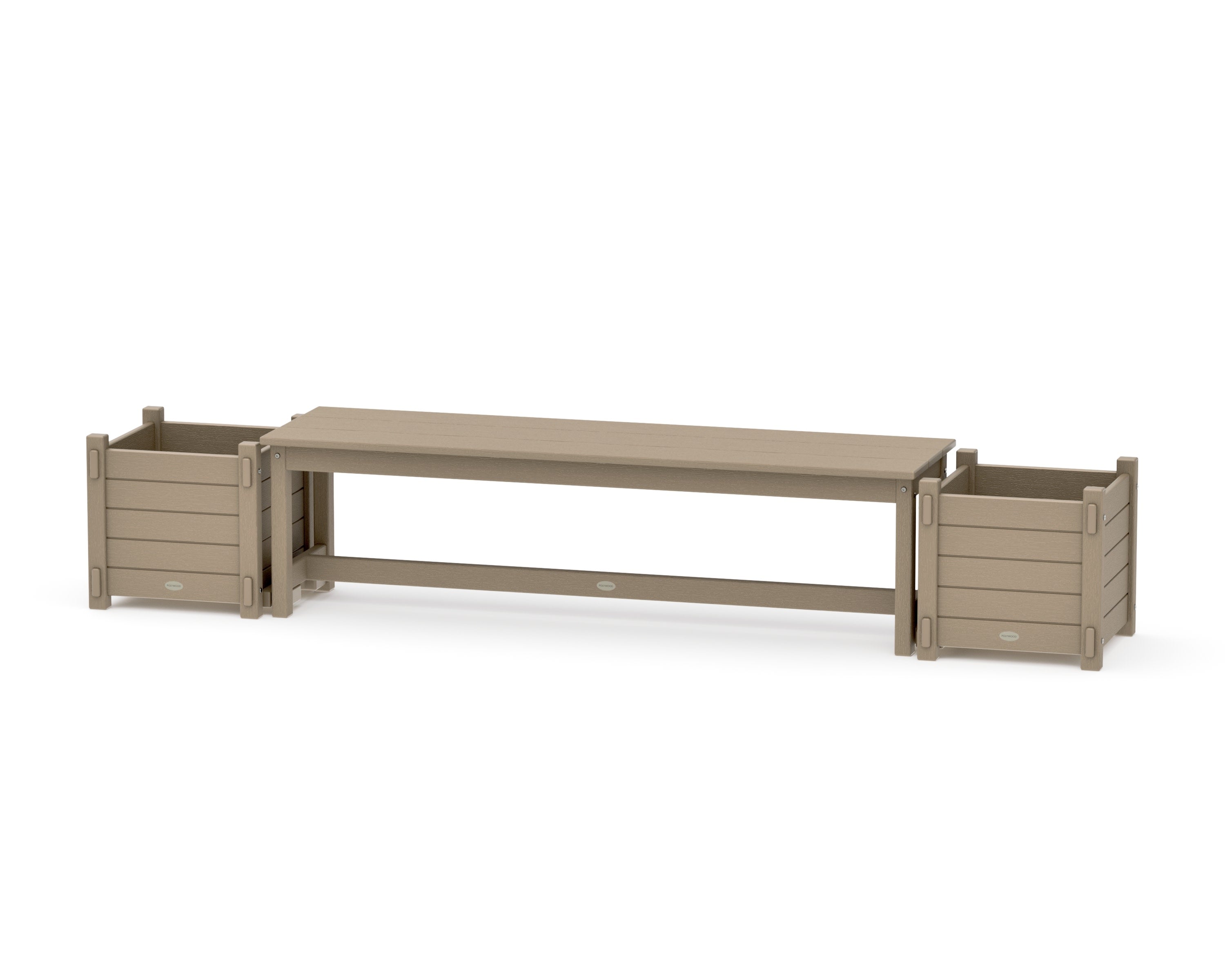 60" Nautical Straight Planter Bench Set in Vintage Sahara