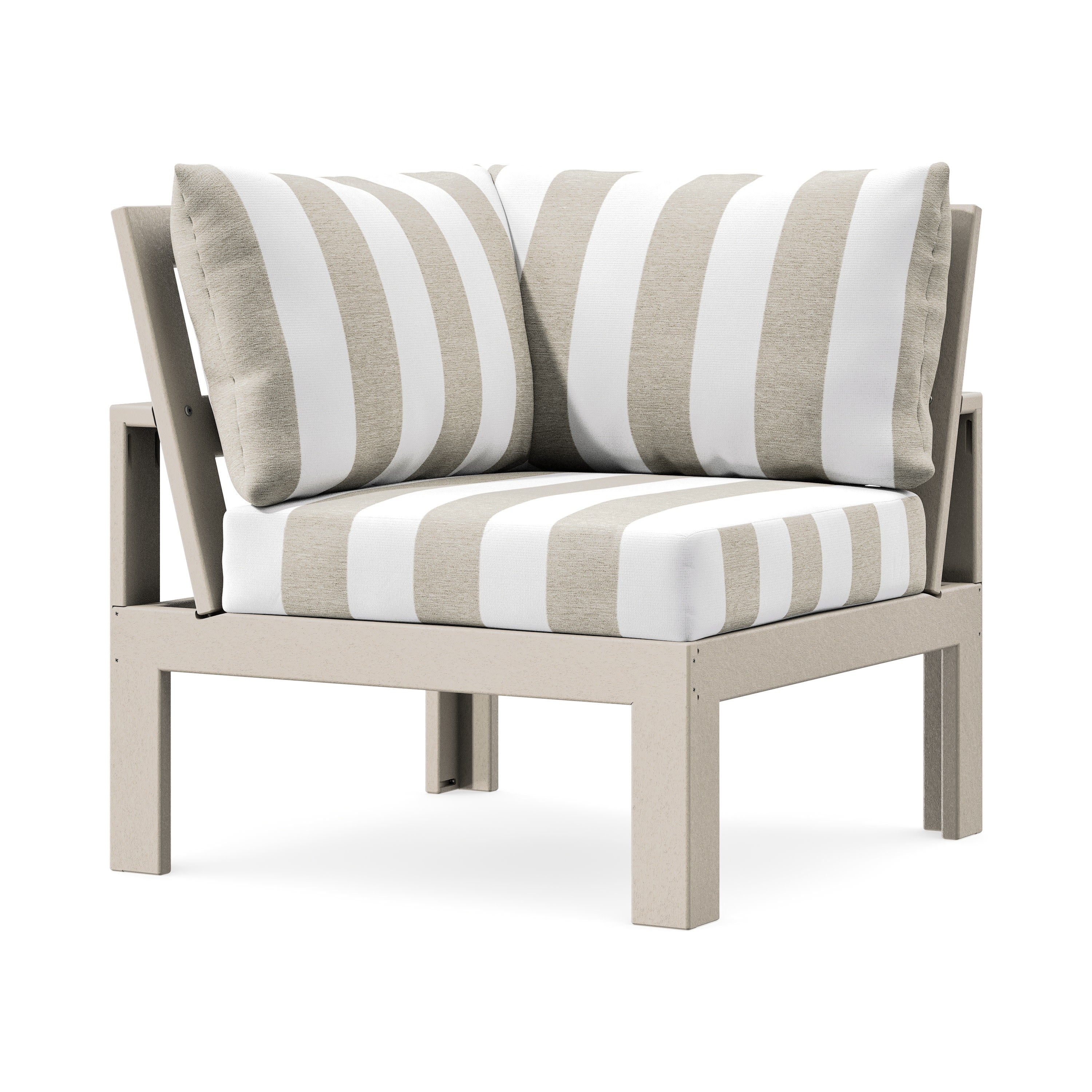 Modular Corner Chair in Sand / Cabana Stripe Dune Burlap