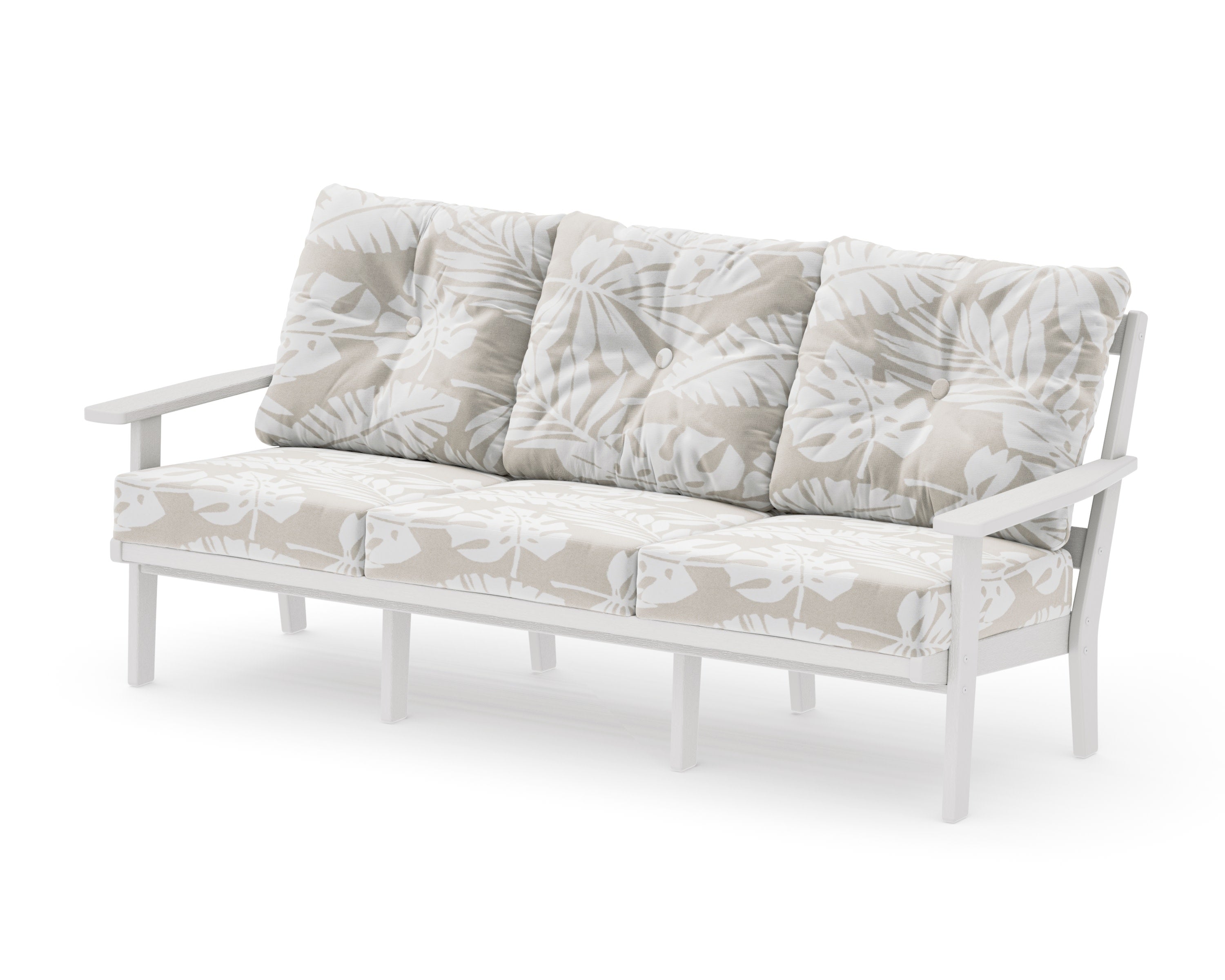 Oxford Deep Seating Sofa in Vintage White / Leaf Dune Burlap