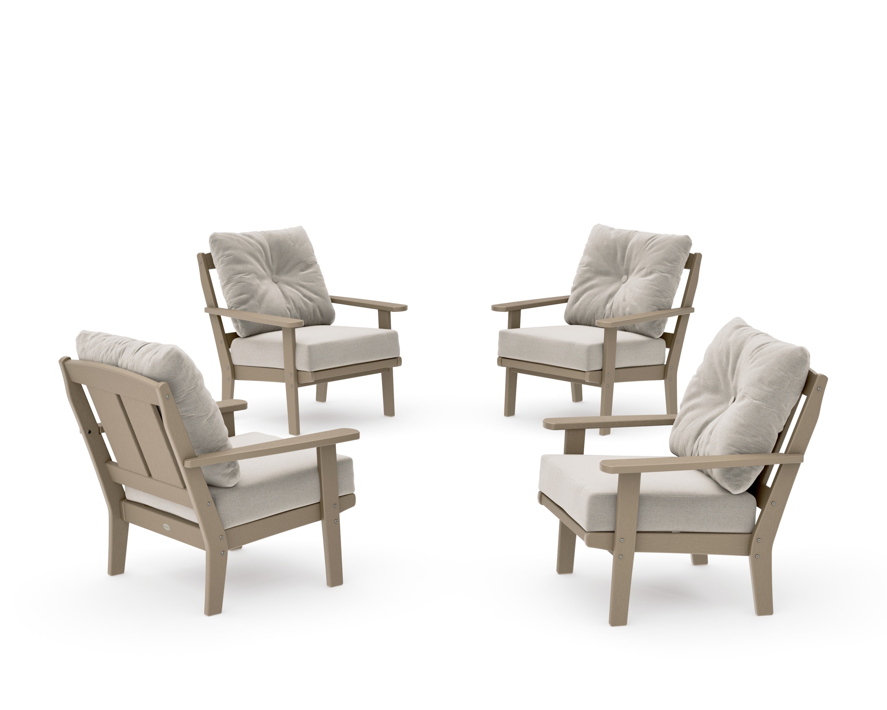 Mission 5-Piece Deep Seating Set with Fire Pit Table in Vintage Sahara / Dune Burlap