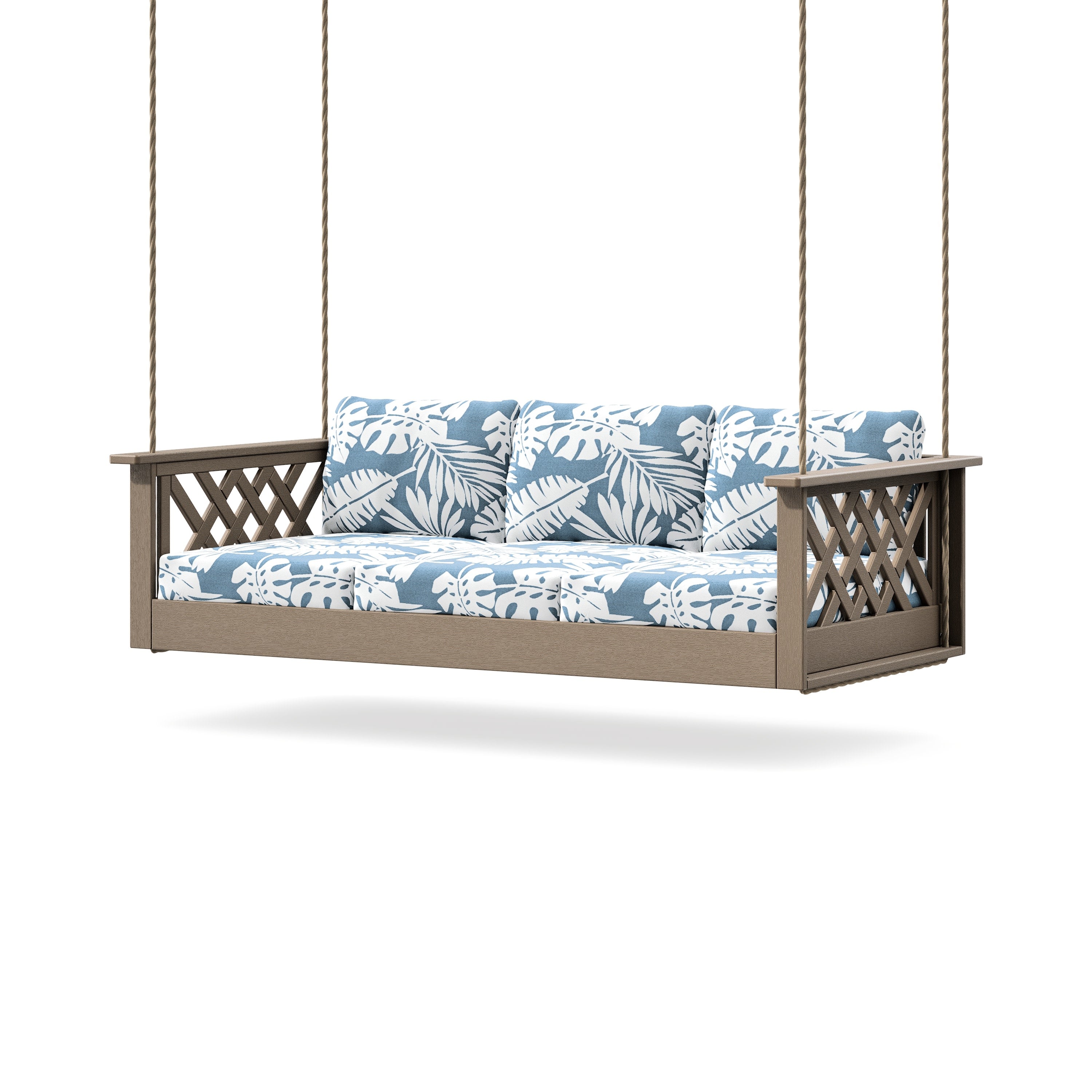 Wovendale Daybed Swing in Vintage Sahara / Leaf Sky Blue