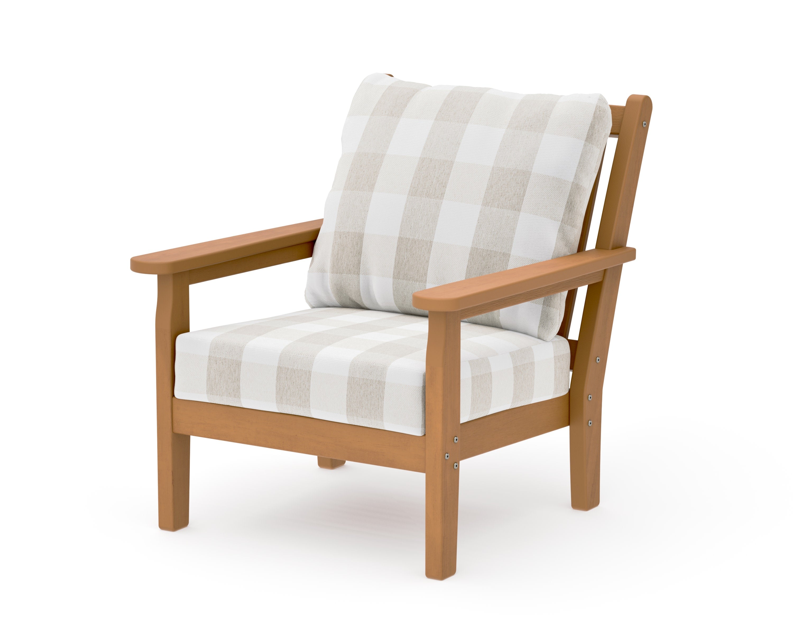 Chippendale Deep Seating Chair in Natural / Buffalo Plaid Dune Burlap