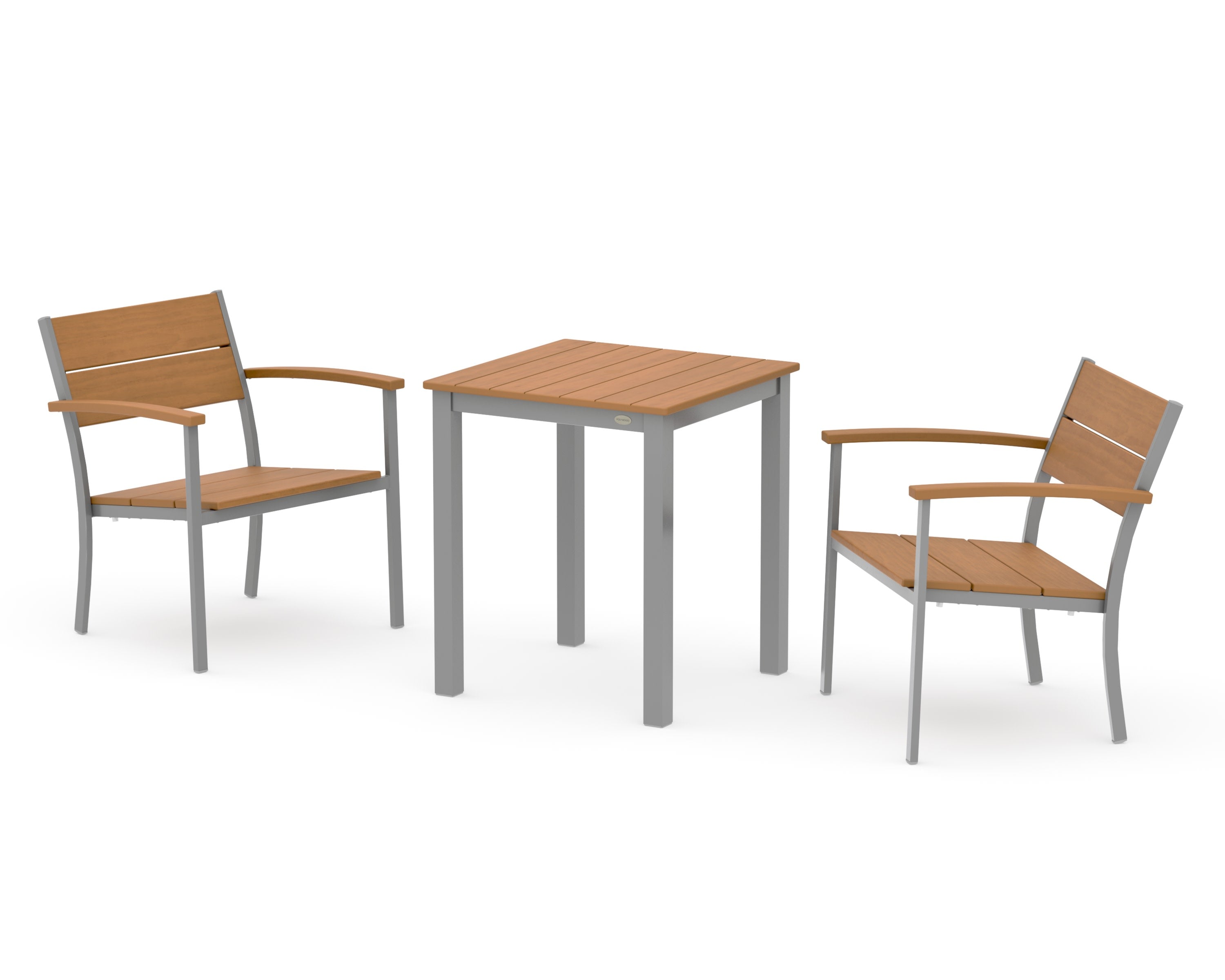 Main Street 3-Piece Square Dining Set in Silver / Natural