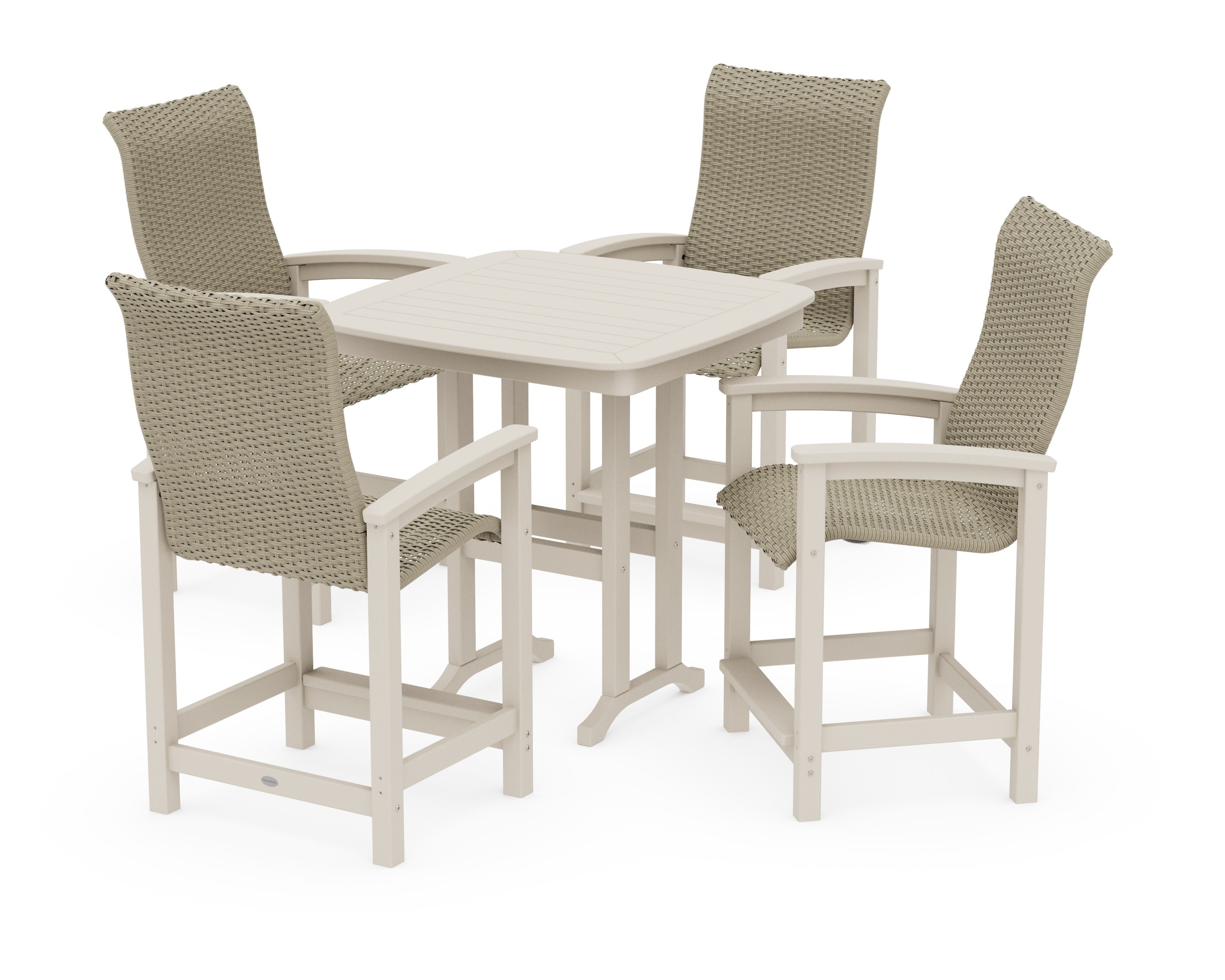 Coastal Woven High-Back 5-Piece Counter Set in Sand / Dune Grass