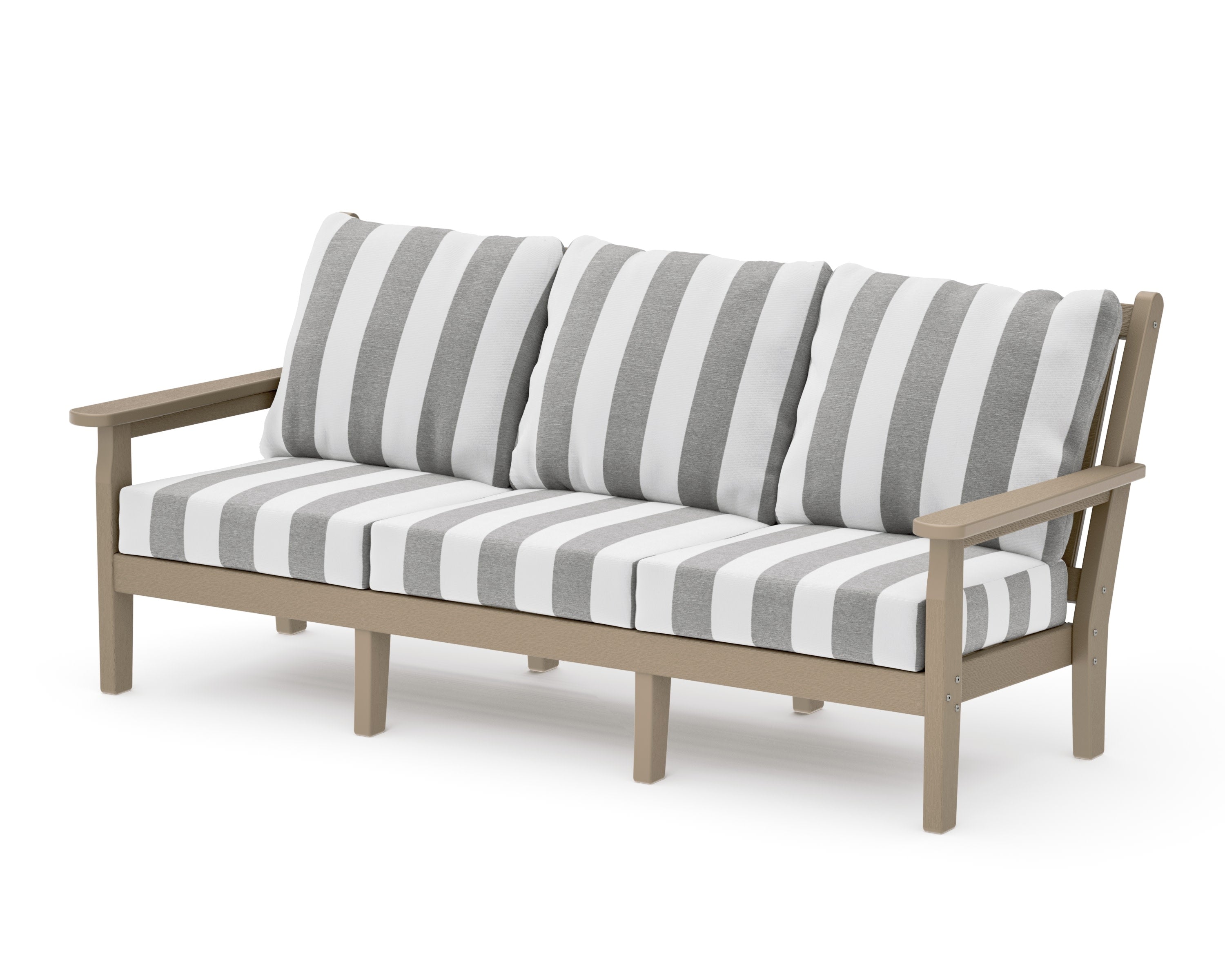 Chippendale Deep Seating Sofa in Vintage Sahara / Cabana Stripe Grey Mist