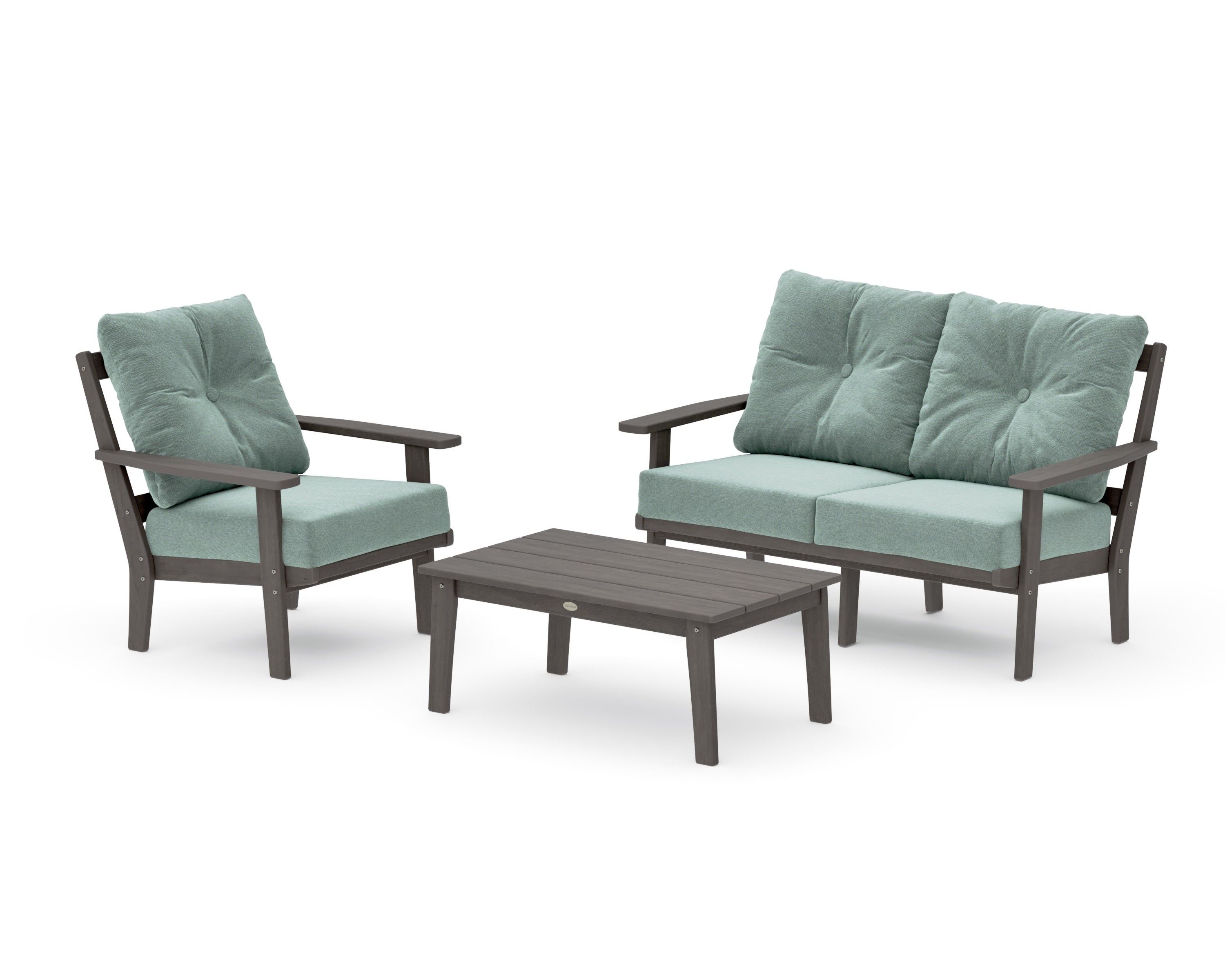 Oxford 3-Piece Deep Seating Set with Loveseat in Driftwood / Glacier Spa