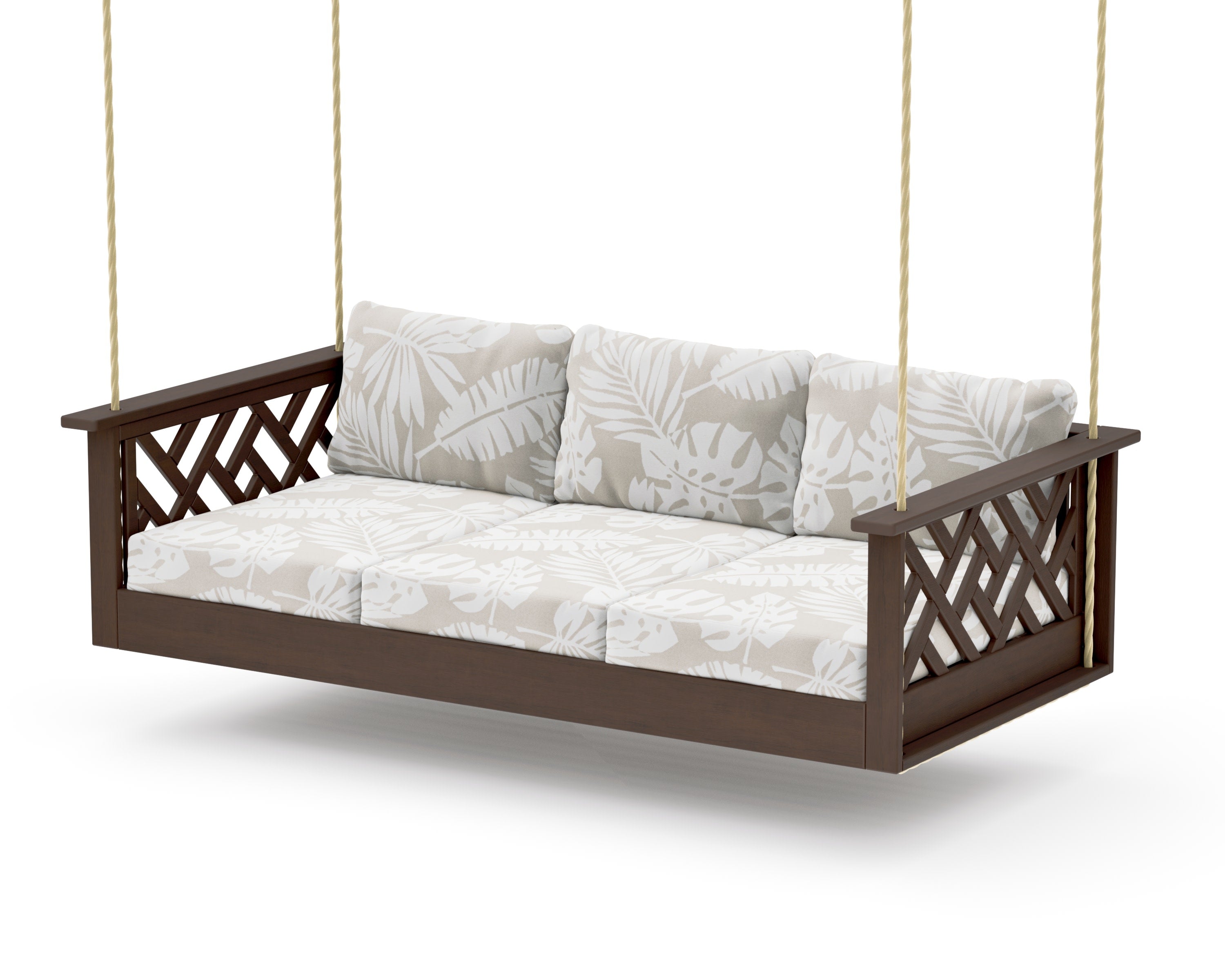Chippendale Daybed Swing in Kona / Leaf Dune Burlap