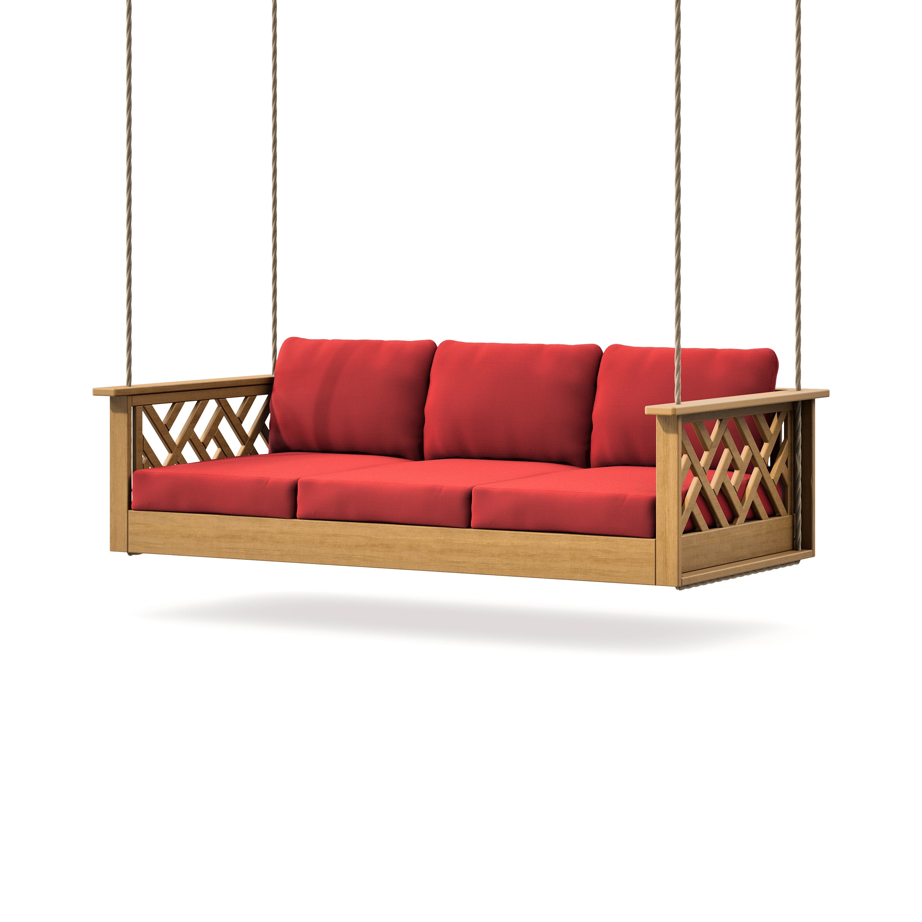 Chippendale Daybed Swing in Natural / Crimson Linen
