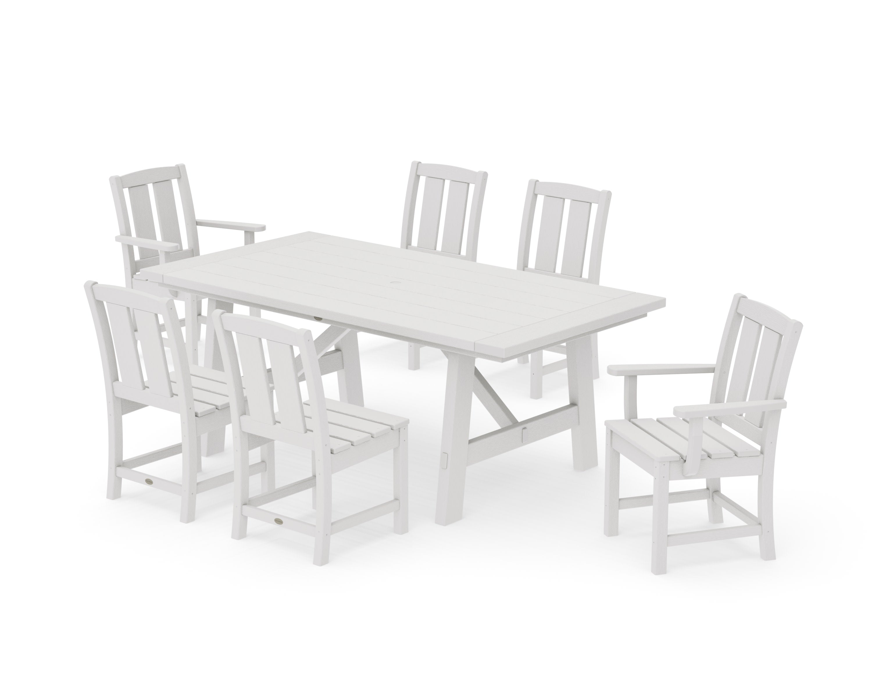 Mission 7-Piece Rustic Farmhouse Dining Set in Vintage White