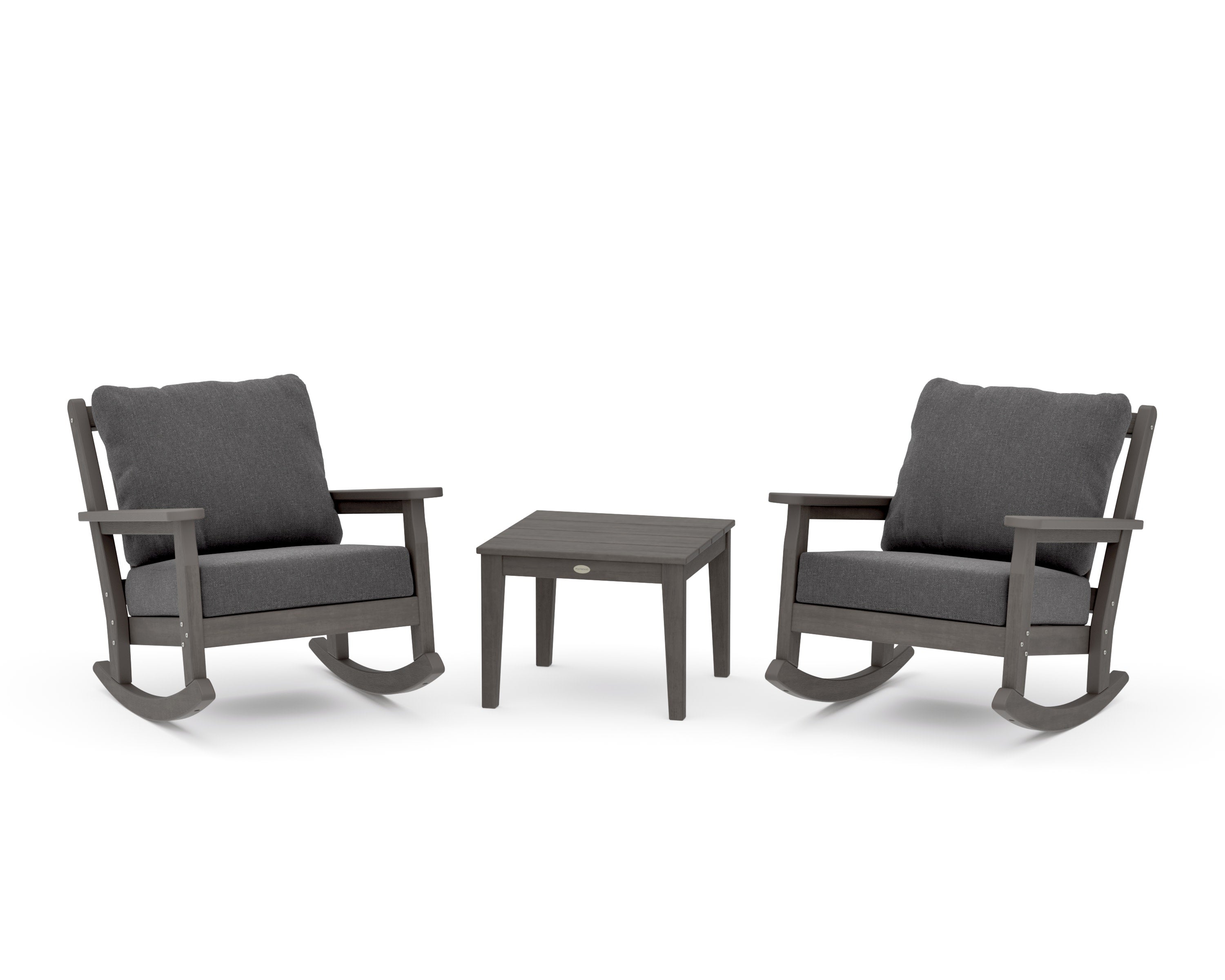 Chippendale 3-Piece Deep Seating Rocker Set in Driftwood / Ash Charcoal