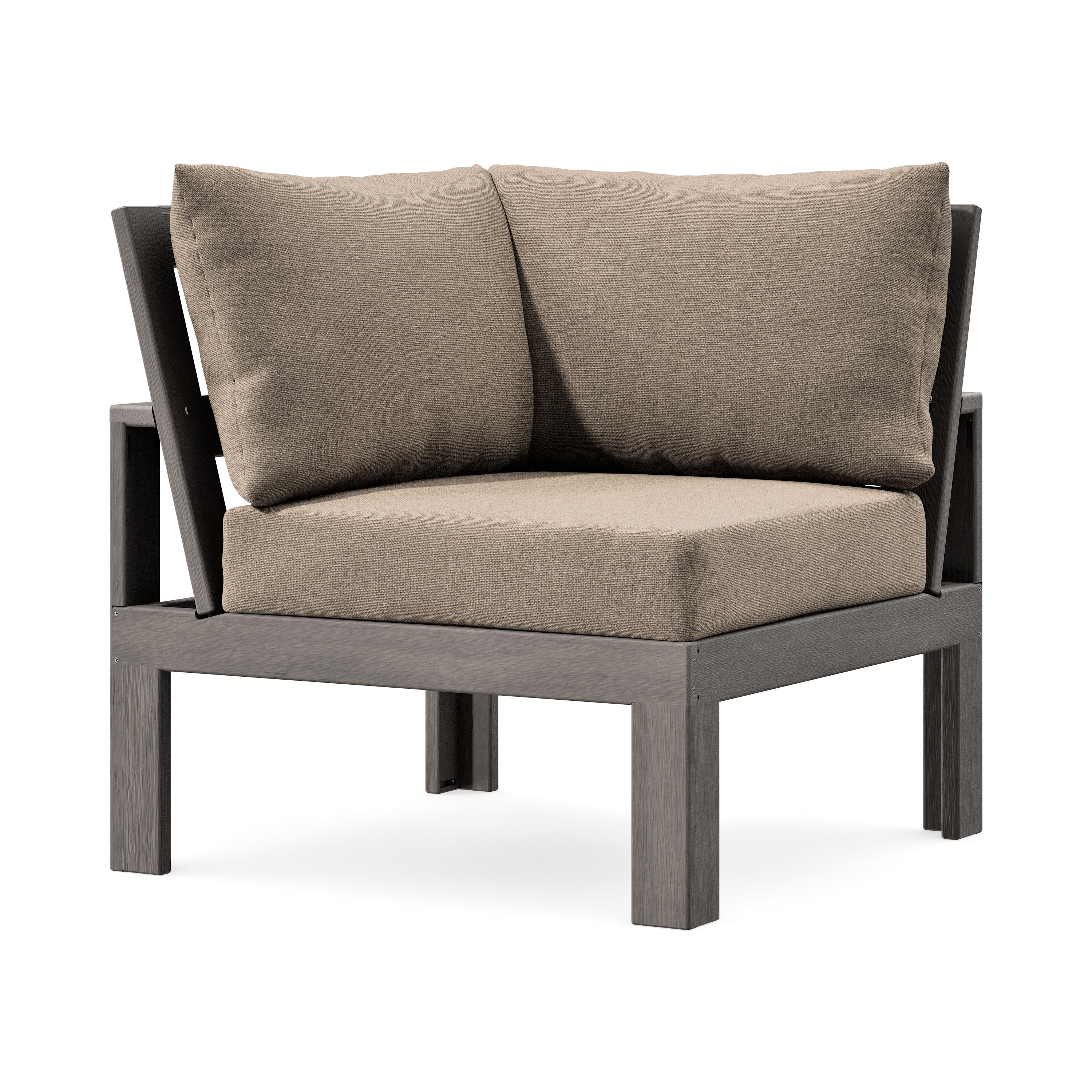 Modular Corner Chair in Driftwood / Spiced Burlap