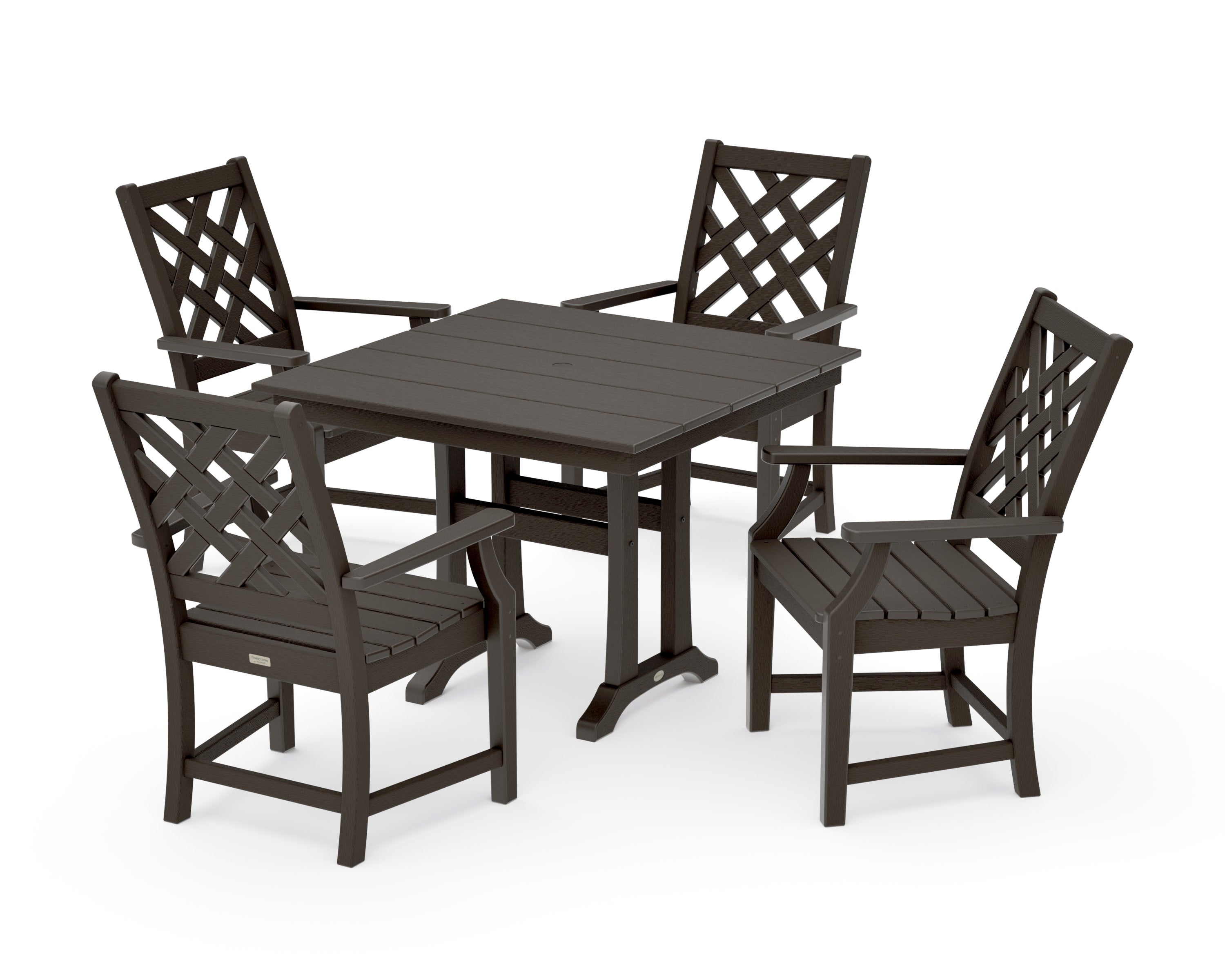 Wovendale 5-Piece Farmhouse Dining Set with Trestle Legs in Vintage Coffee