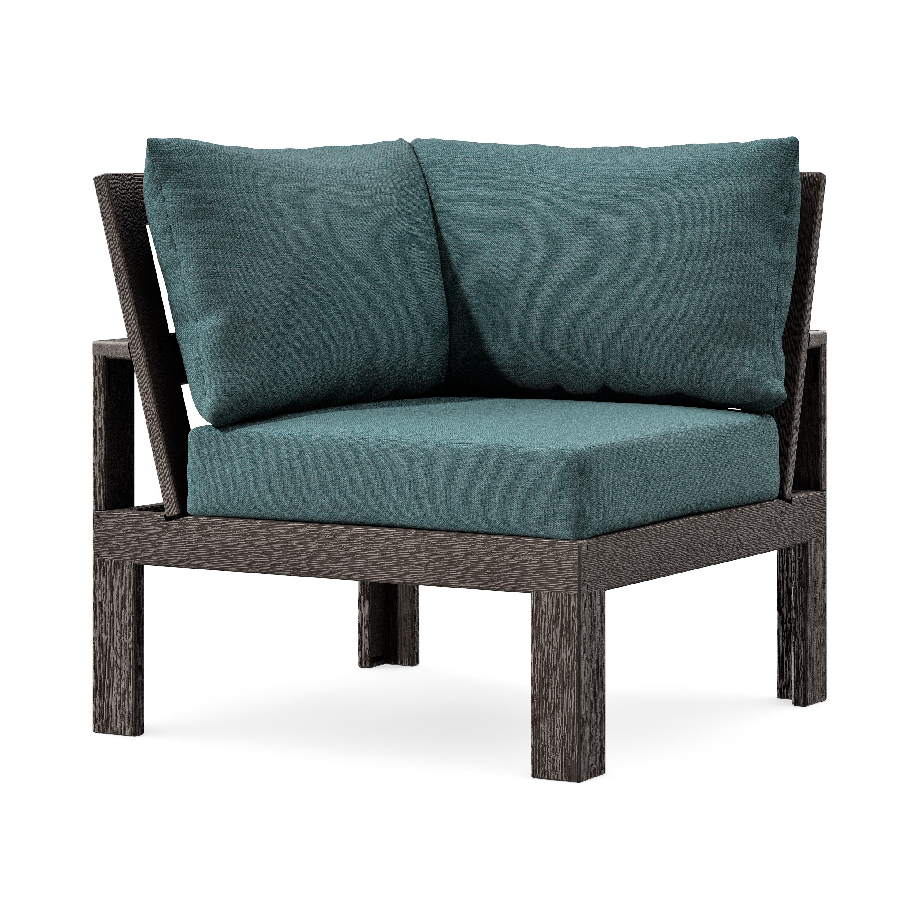 Modular Corner Chair in Vintage Coffee / Ocean Teal