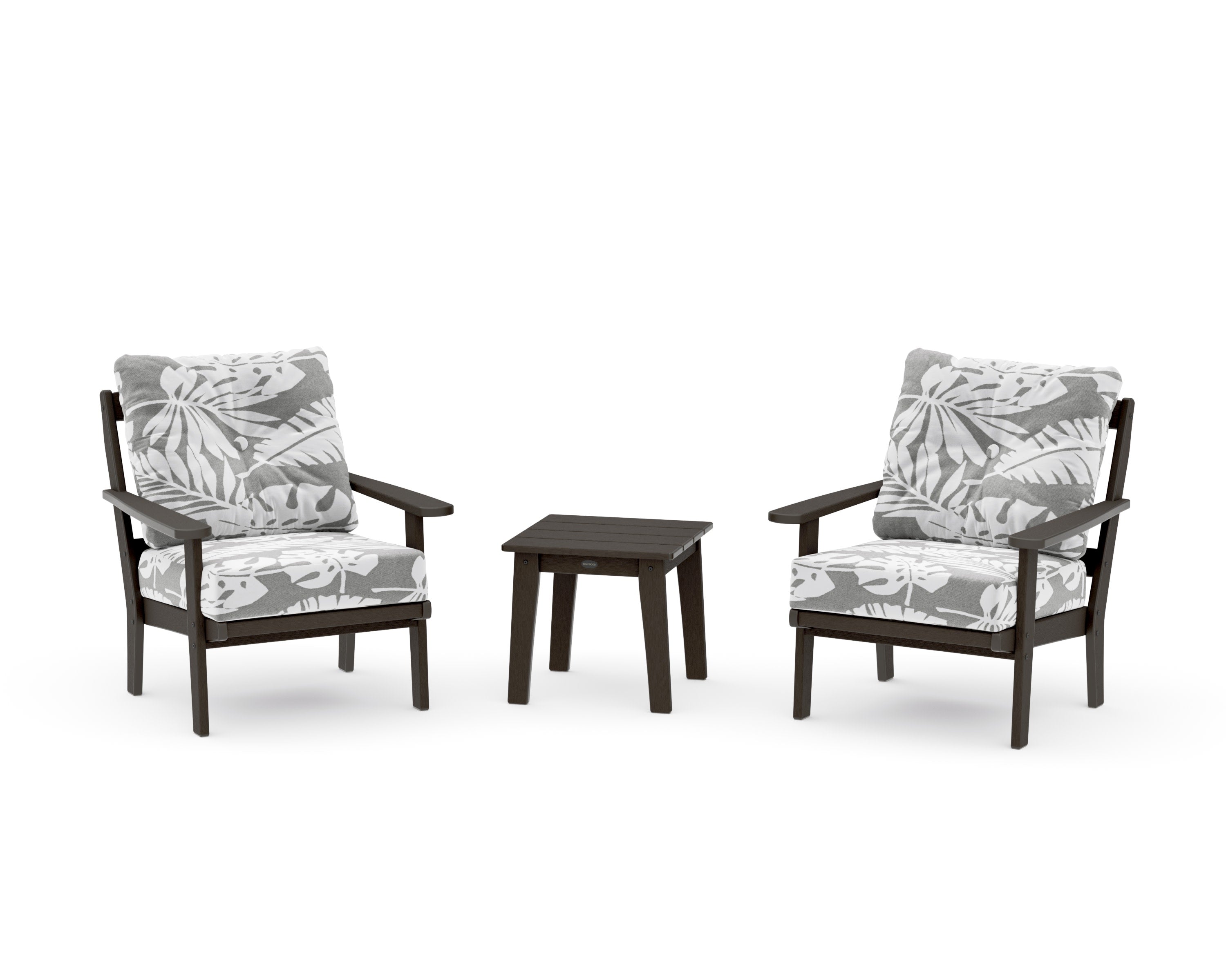 Mission 3-Piece Deep Seating Set in Vintage Coffee / Leaf Grey Mist
