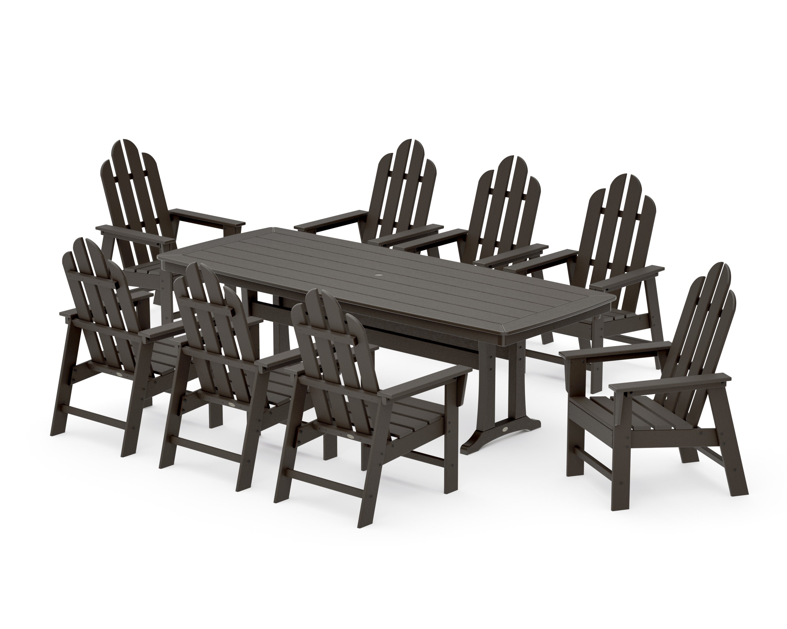 Long Island 9-Piece Dining Set with Trestle Legs in Vintage Coffee